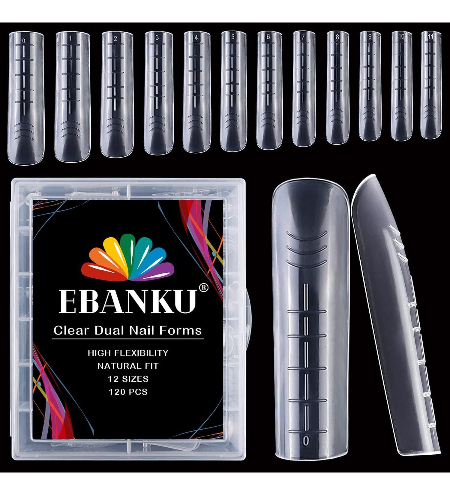 EBANKU 120pcs Clear Full Cover Dual Nail System - Flat Acrylic Nail Extension Tips & Nail Art Tools for Perfect Manicure - Buy Online on GoSupps.com