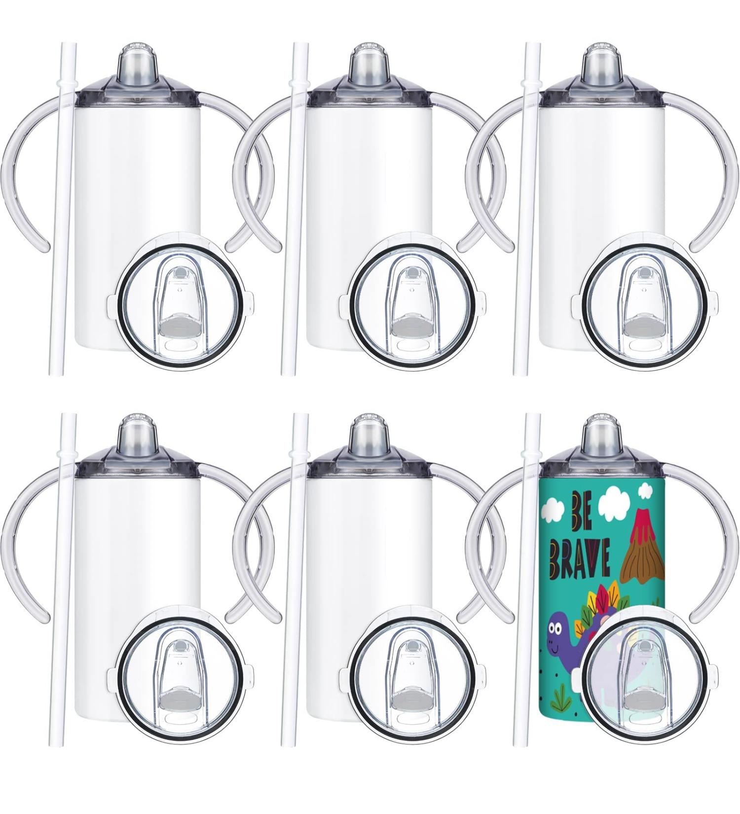 Vesici 12 oz Sublimation Blank Sippy Cups - 6 Piece Set for Kids | Insulated Stainless Steel Toddler Travel Mug with Handles - Buy Online on GoSupps.com