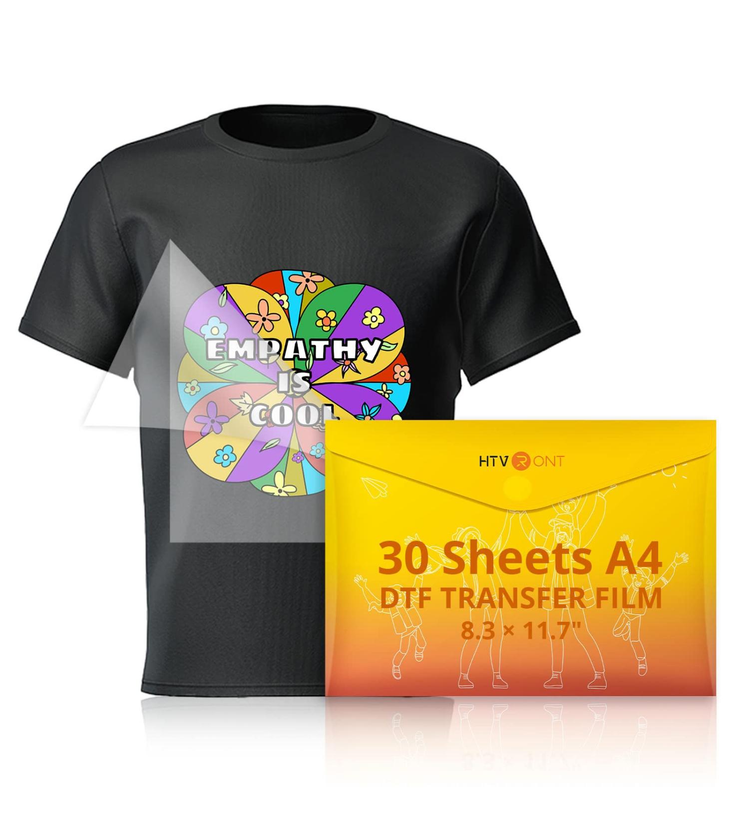 HTVRONT DTF Transfer Film for Sublimation - 30 Sheets A4 Size - Easy to Use, Vivid Colors for Cotton T-Shirts - Buy Online on GoSupps.com