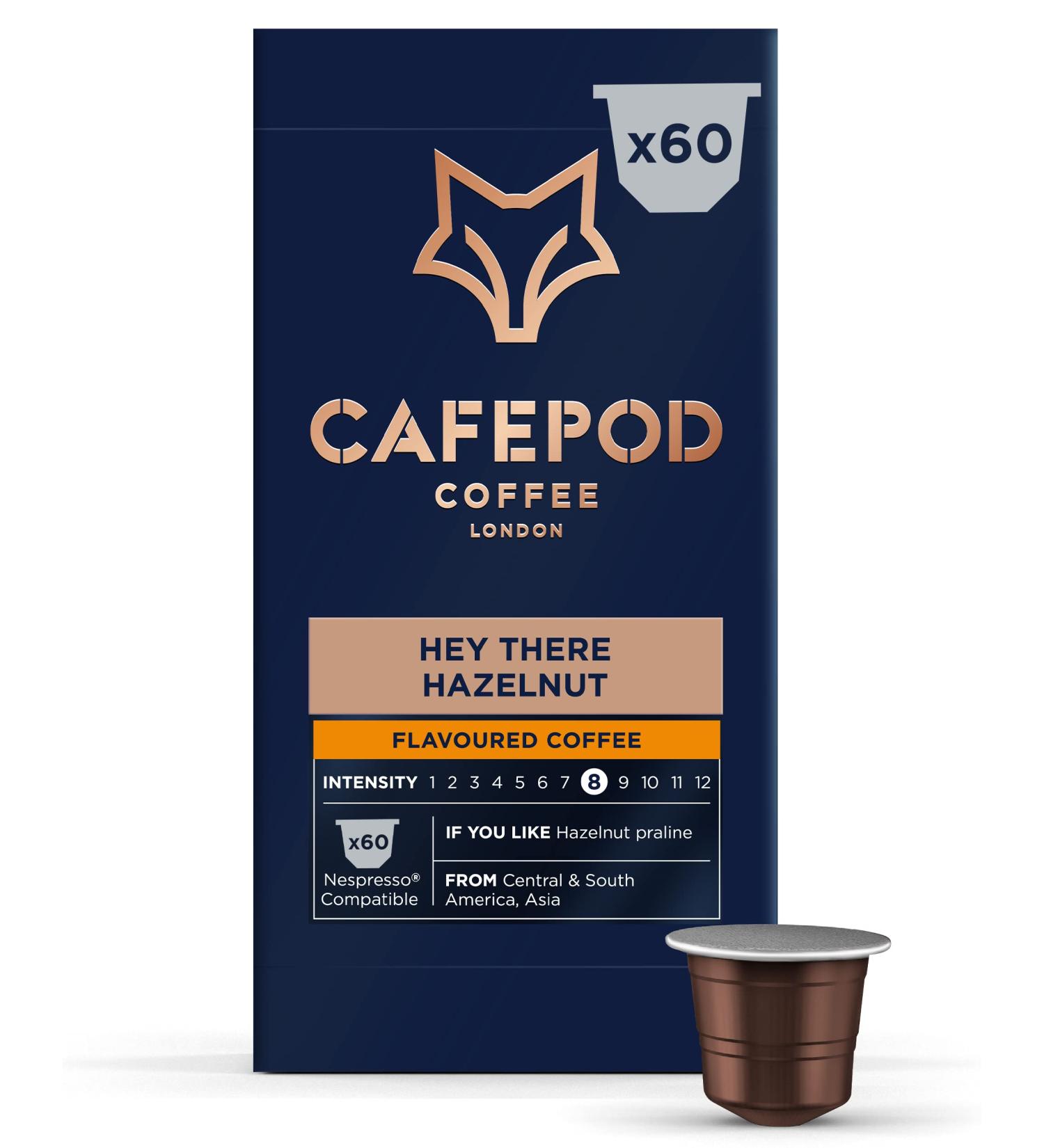 CafePod Hazelnut Flavoured Coffee Pods - 60 Nespresso Compatible Capsules - Buy Online on GoSupps.com