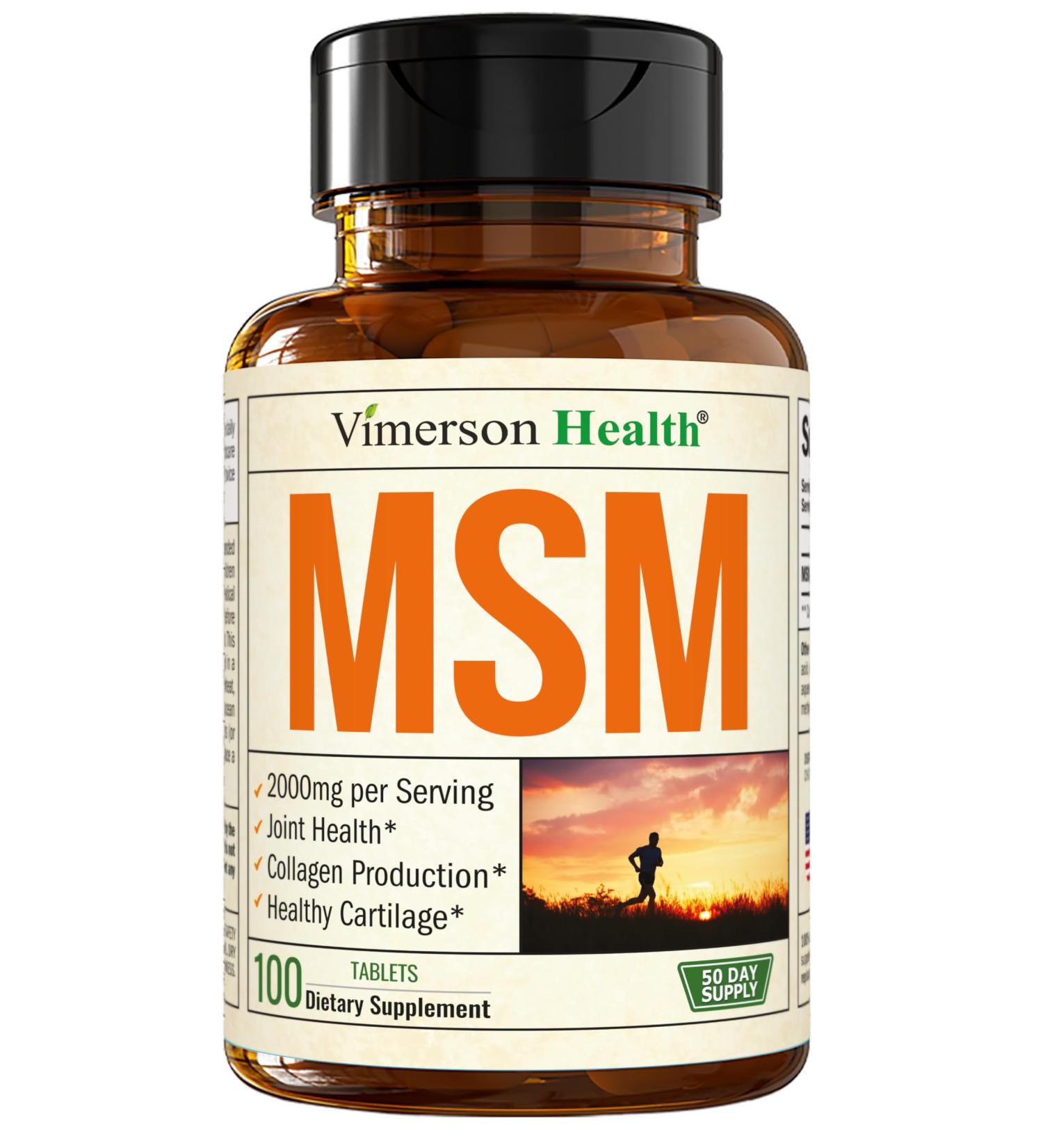 MSM 2000mg - Joint Support Supplement for Cartilage & Joint Health. Antioxidant Properties. Aids Inflammatory Response. Occasional Discomfort Relief - Back Knees Hands. Non-GMO. Vegan. 50 Day Supply - Buy Online on GoSupps.com