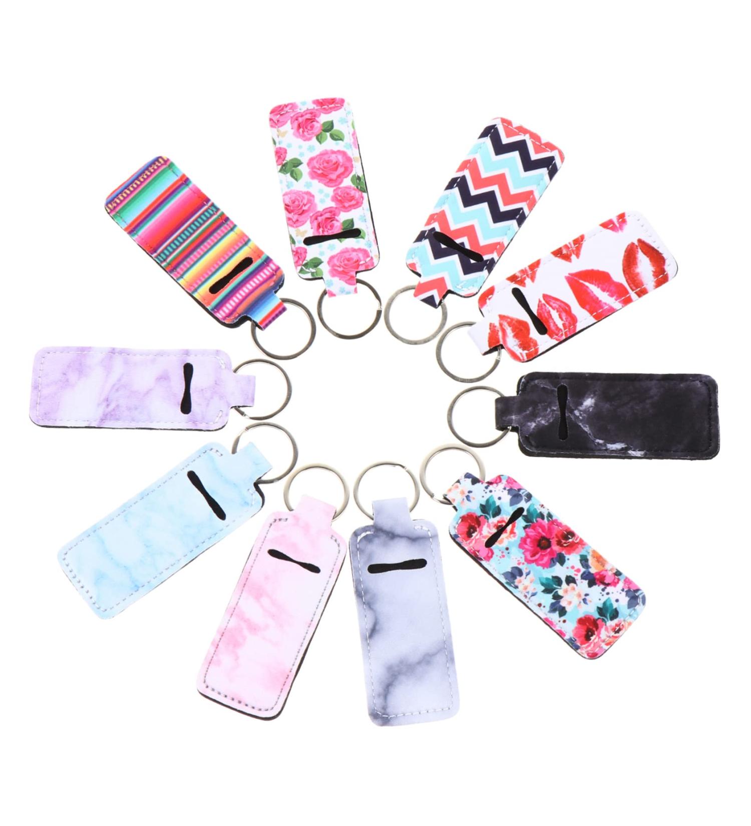  Mikinona Mikinona 10 Pieces Lipstick Kou Lanyards Key Chain Bracelet Lip Balm Pouch Keychain Lip Balm Ring Holder Elastic Neoprene Women Supplies - Buy Online on GoSupps.com