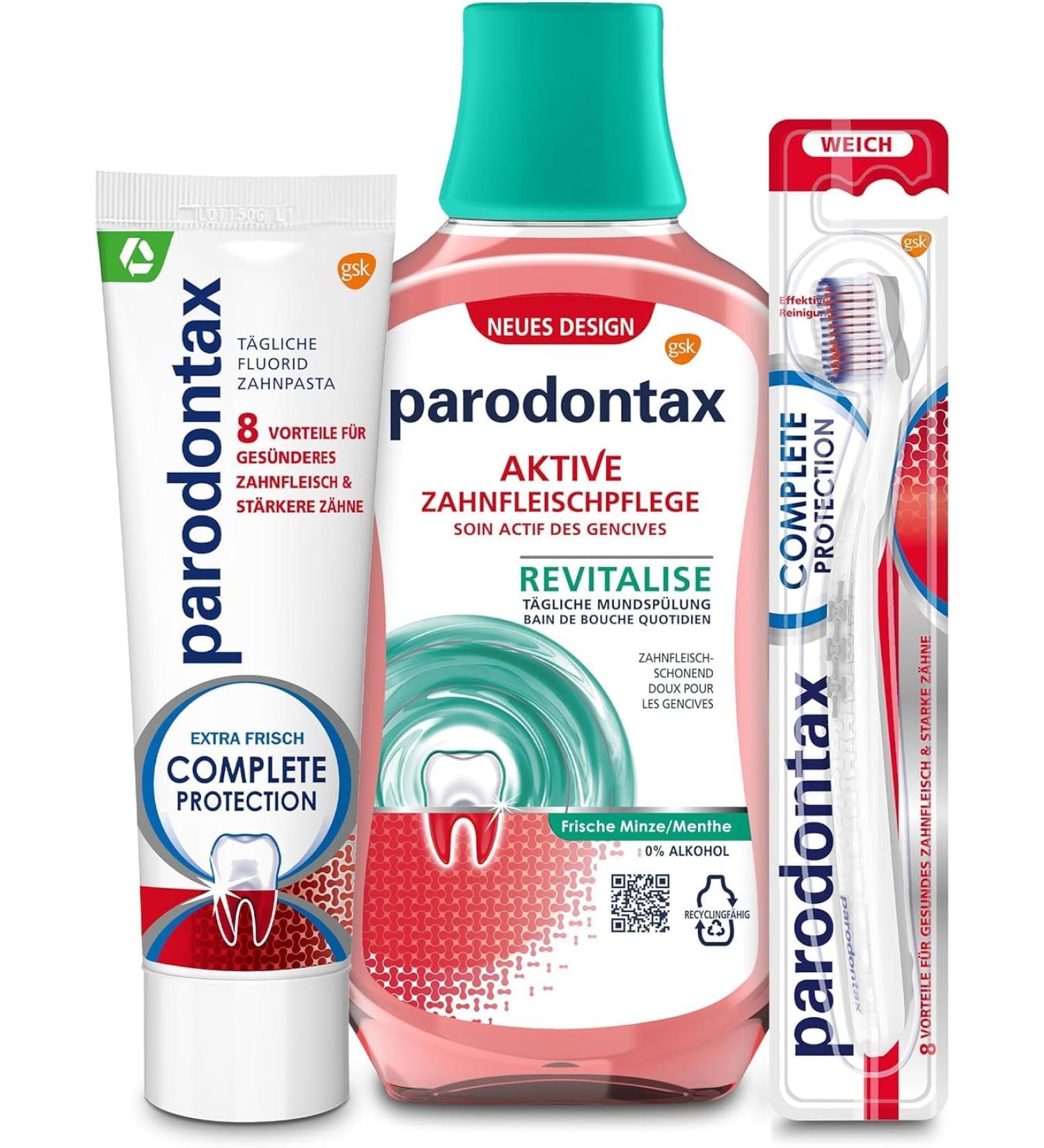 Parodontax Complete Protection Set: Toothbrush Fluoride Toothpaste & Mouthwash - Fresh Mint 3-Piece Kit for Optimal Oral Care - Buy Online on GoSupps.com
