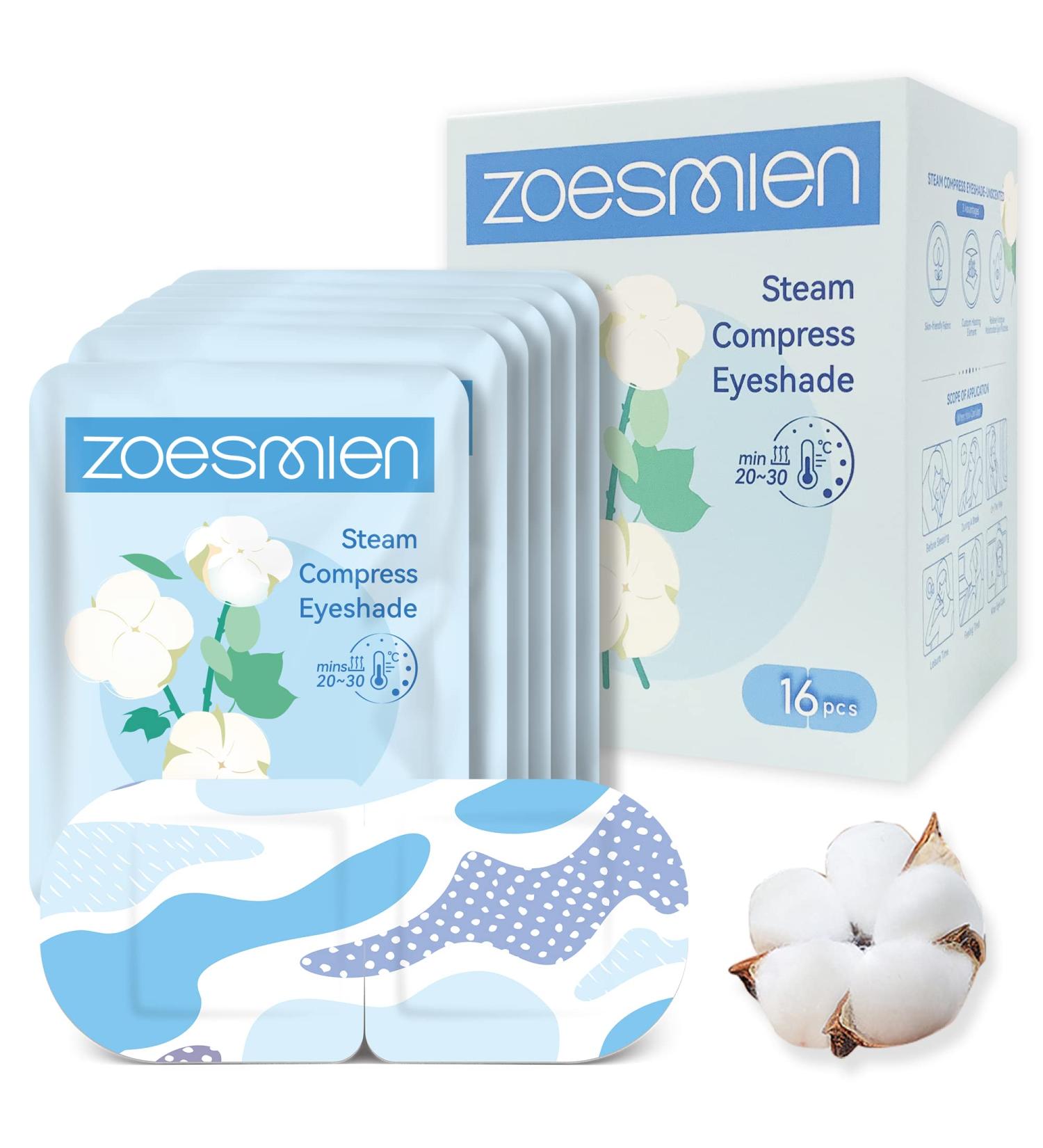 ZOESMIEN Steam Eye Mask 16 Packs for Dry Eyes, Dark Circles, and Puffiness - Self Heating, Stress Relief, Unscented - Buy Online on GoSupps.com