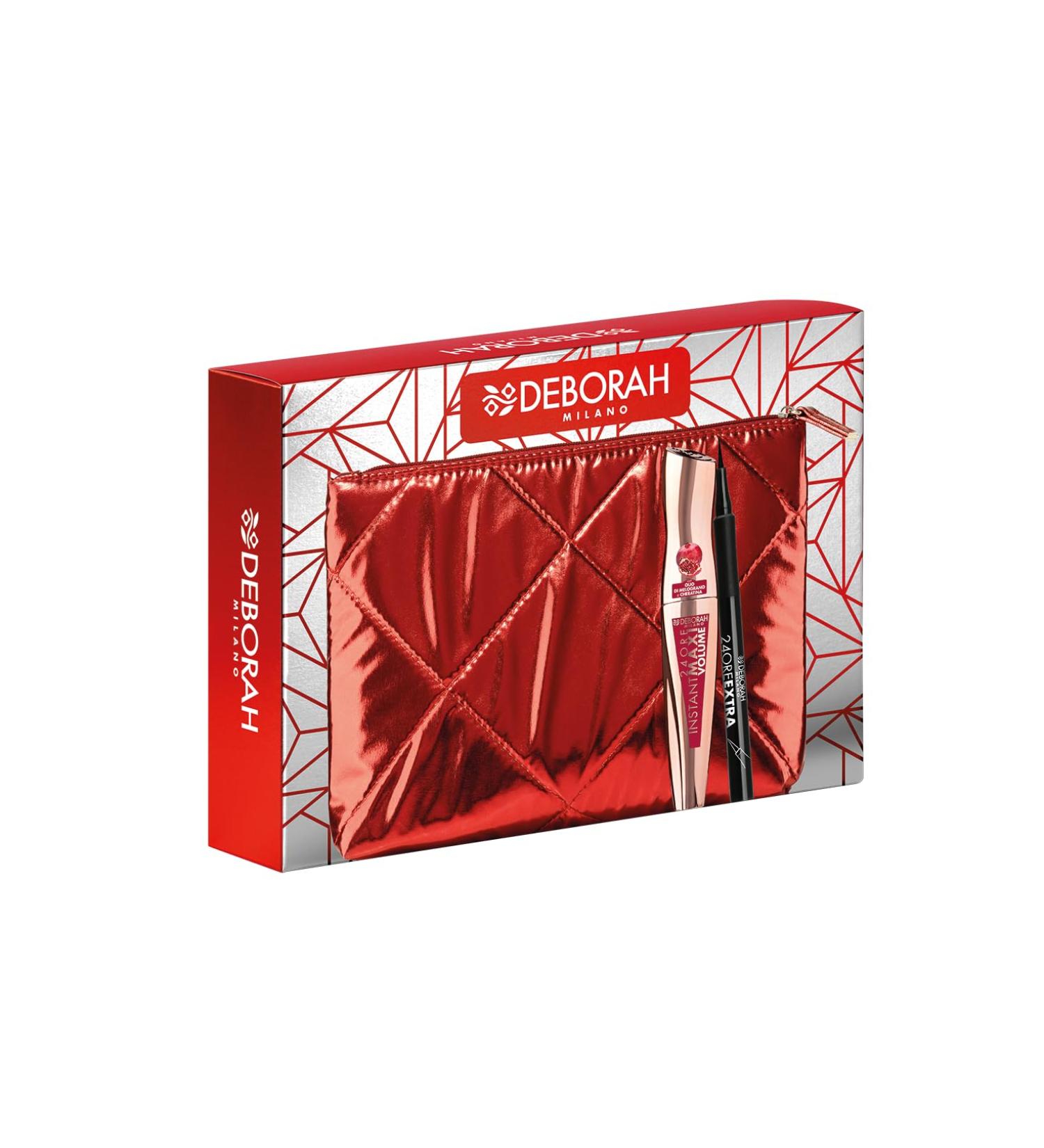  DEBORAH Deborah Milano - Gift Idea Pouch with Instant Maxi Volume Mascara with pomegranate oil and 24 Hour Extra Black Eyeliner Pen No. 08 - Buy Online on GoSupps.com