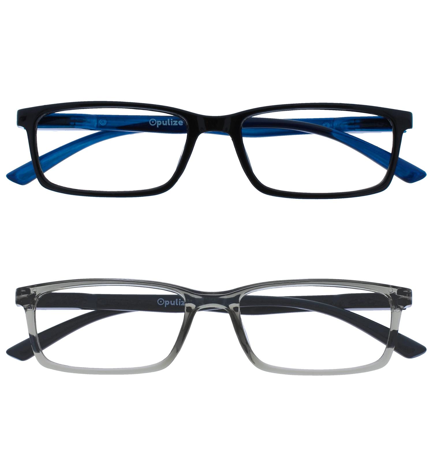 Opulize Blue Light Filter Sea Glasses - Narrow Frame Spring Hinges +3.00 Diopters for Gaming & Sleep Relief - Black/Grey - Buy Online on GoSupps.com