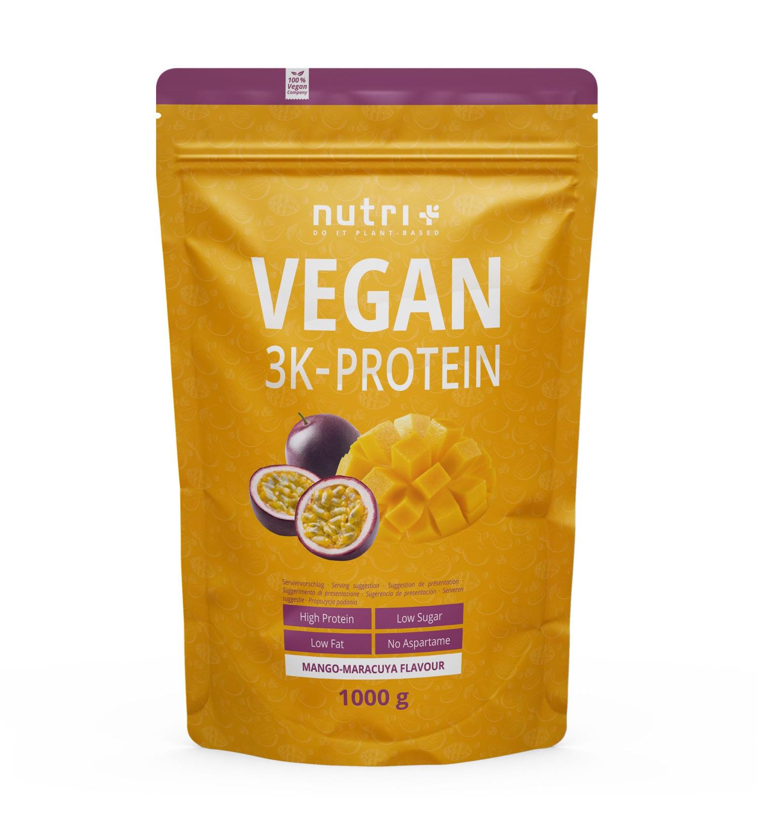 Vegan Protein Powder 1kg - Mango & Maracuja - 82% Plant-Based Protein - Gluten & Lactose-Free - Multi-Component Soy Pea & Sunflower Protein - Buy Online on GoSupps.com