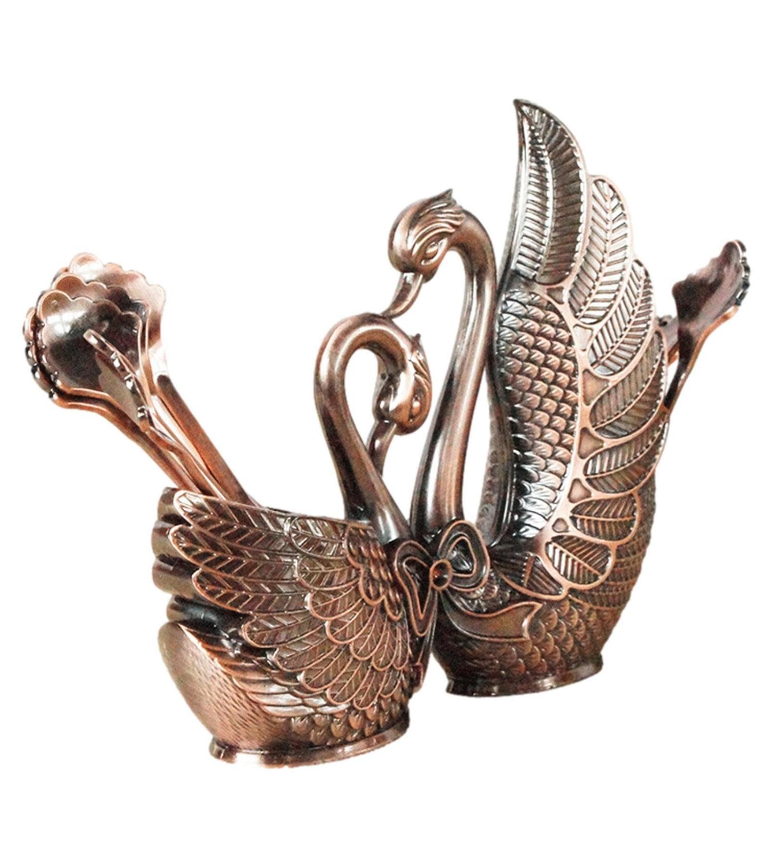 Loupsiy Swan Fork & Spoon Holder - Decorative Stainless Steel Cutlery Accessories for Weddings & Daily Use | 13 Sets of Red Antiquity - Buy Online on GoSupps.com