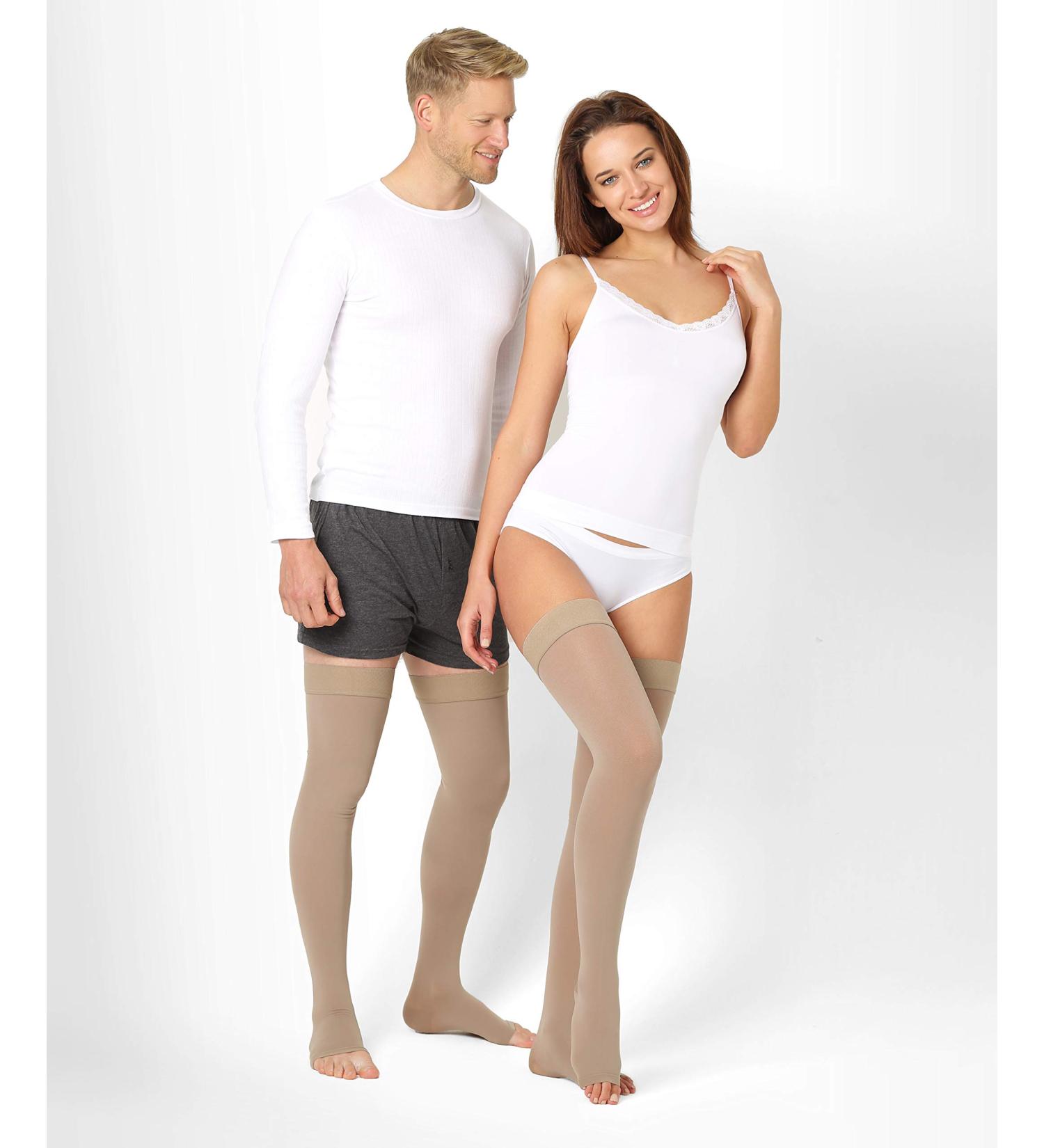 Pani Teresa Medica Medical Thigh Compression Stockings for Men & Women - Class 2 23-32 mmHg - Open Tip Thrombosis Socks - Ideal Support for Travel - Size A - Buy Online on GoSupps.com