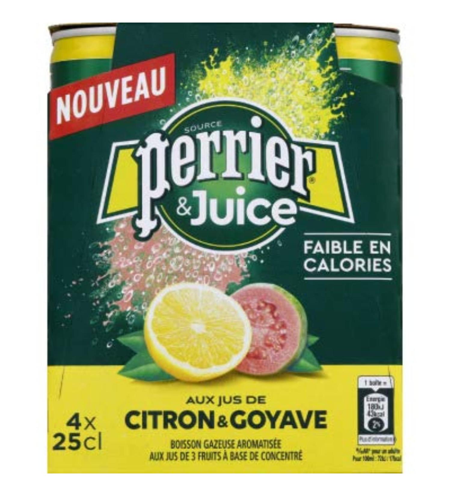 Perrier Juice lemon guava - 4 cans of 25cl