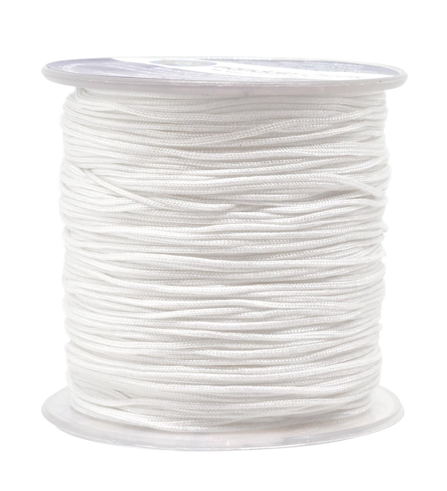 Mandala Crafts 1mm Nylon Satin Cord - 109 Yards White Braided String for Jewelry Making, Bracelets, Chinese Knots - Beading Rattail Trim - Buy Online on GoSupps.com