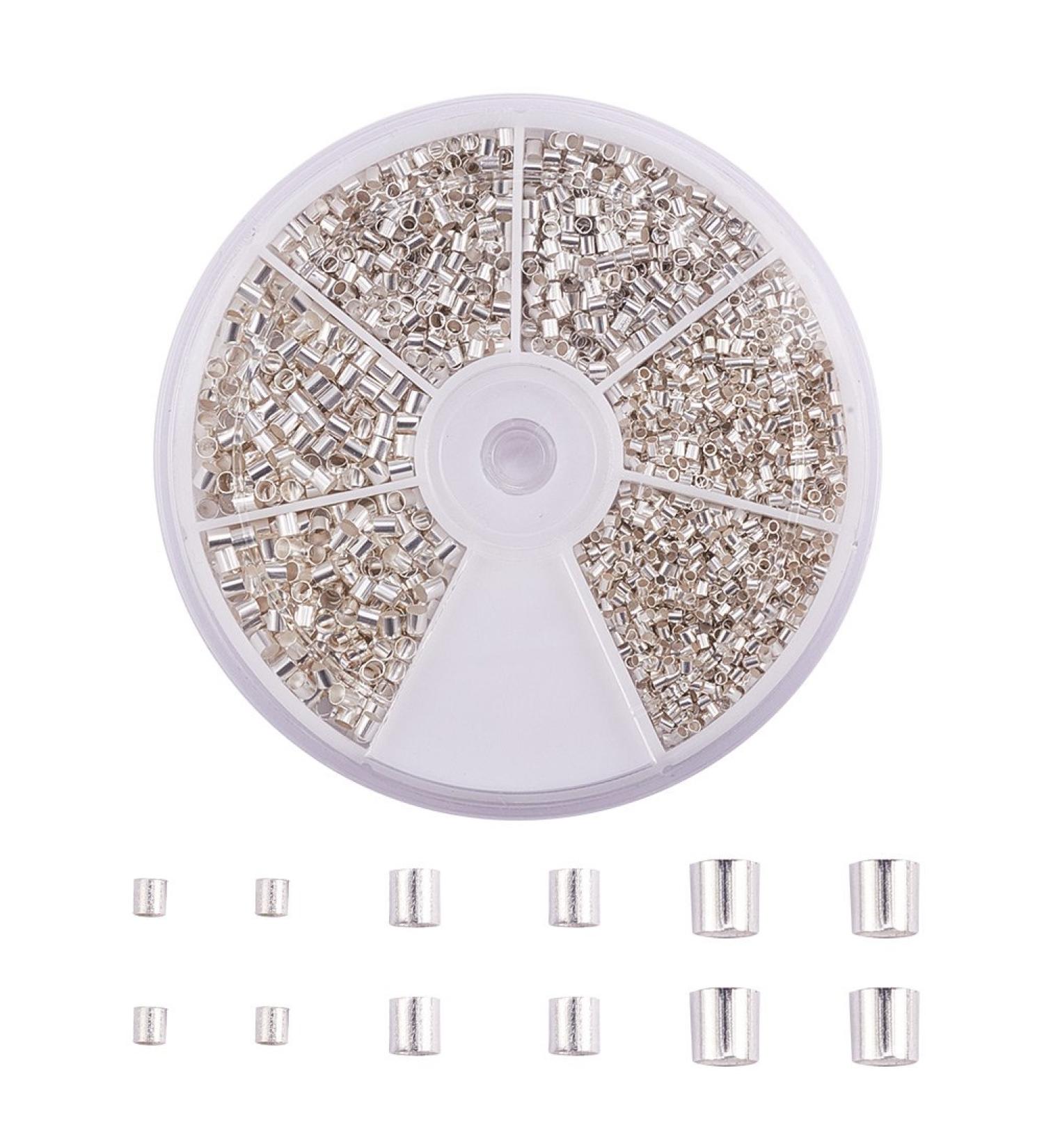 PandaHall 3000 Pcs Brass Crimp Tube Beads Set for DIY Jewelry Making - Silver Cord End Caps for Earrings and Necklaces - Buy Online on GoSupps.com