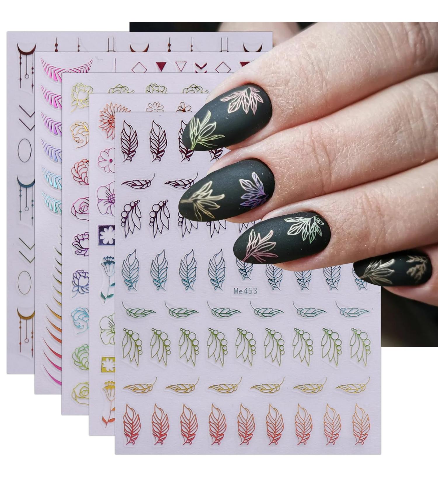 JMEOWIO 12 Sheets Flower Nail Art Stickers Decals Self-Adhesive Spring Summer Floral Colorful Nail Supplies Nail Art Design Decoration Accessories - Buy Online on GoSupps.com