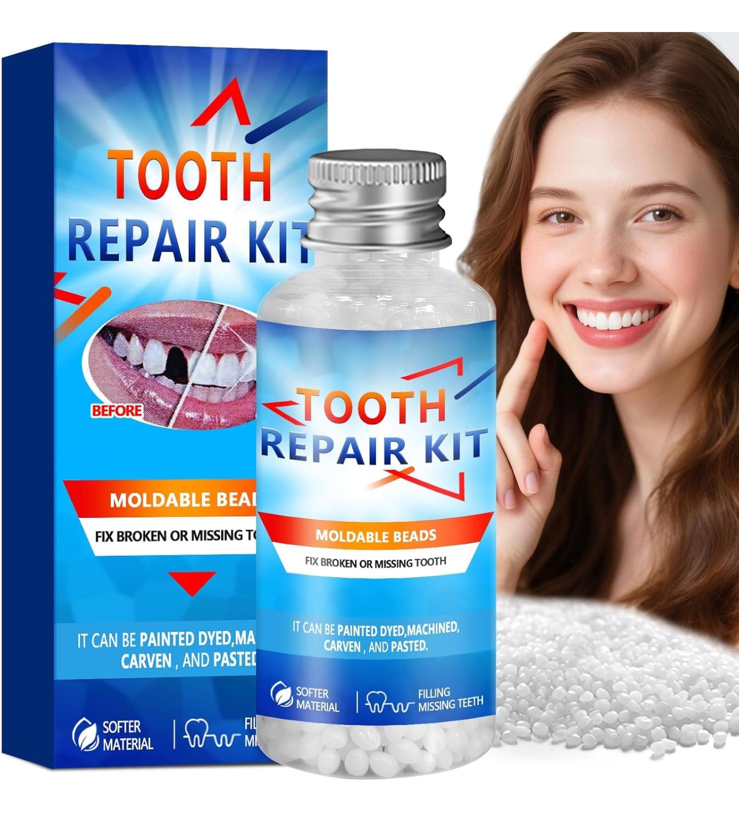 Moldable False Teeth Beads DIY Temporary Tooth Replacement Kit Suitable for Missing Broken and Chipped Tooth Repair Beads Thermoplastic Beads Make You Smile Confidently-Q1Q - Buy Online on GoSupps.com