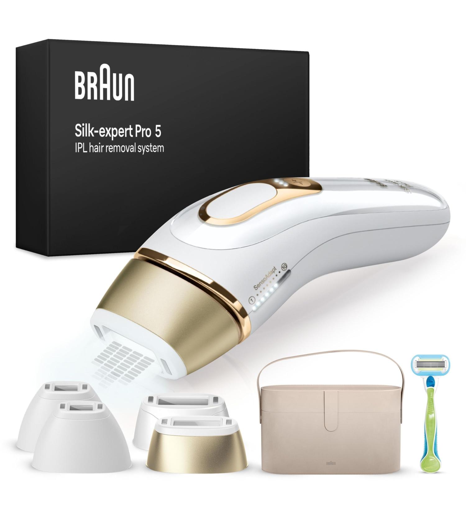 Braun IPL Silk Expert Pro 5 - Home Hair Removal Kit with Storage Bag Venus Razor & 4 Attachments - International Shipping - Buy Online on GoSupps.com