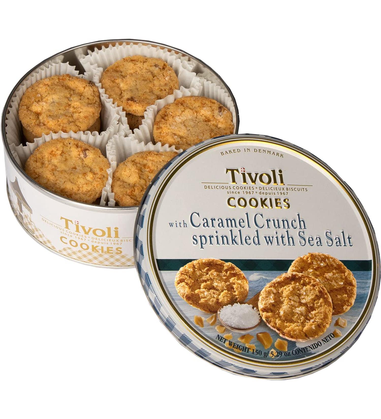 Jacobsens of Denmark Tivoli Caramel Crunch & Sea Salt Cookies 150g - Traditional Biscuit Tin Gift for Women Men & Kids - Buy Online on GoSupps.com