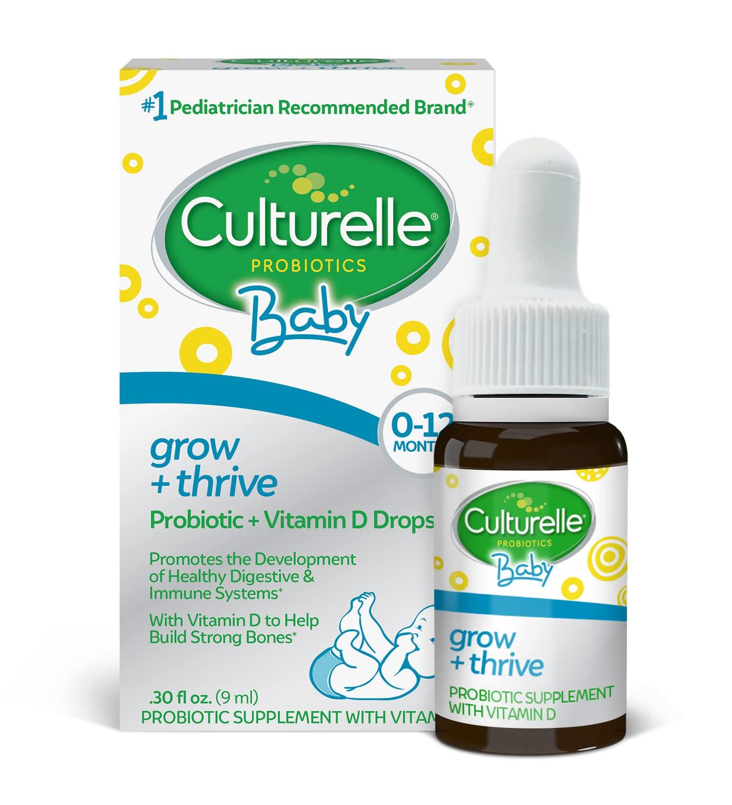 Culturelle Baby Grow + Thrive Probiotics & Vitamin D Drops | Immune & Digestive Support for Infants & Kids | Gluten Free & Non-GMO - 9ml - Buy Online on GoSupps.com