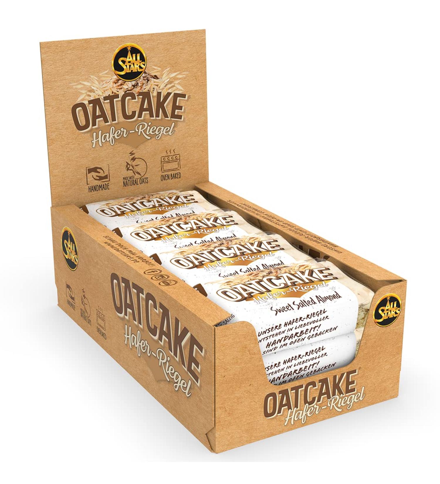 All Stars Oatcake Hafer-Riegel Salted Almond 12 Protein Bars (80g Each) | Energy & Oatmeal Packed Muesli Snack | High-Quality Carbohydrates & Super Filling - Buy Online on GoSupps.com