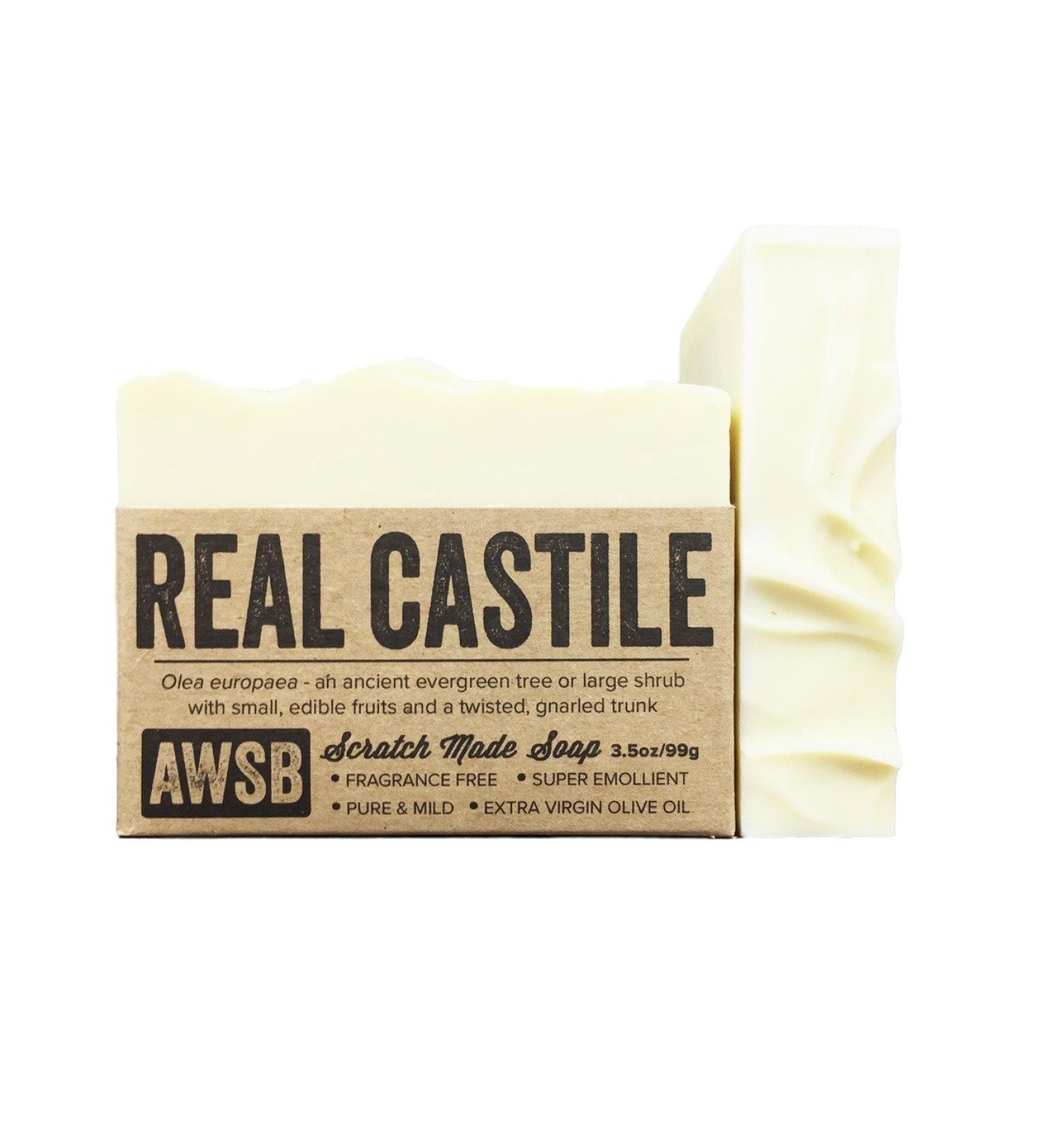 Real Castile Bar Soap  made with 100% Organic Olive Oil  All Natural  Vegan  for Super Sensitive Skin  Handmade by A Wild Soap Bar (1 pack)
