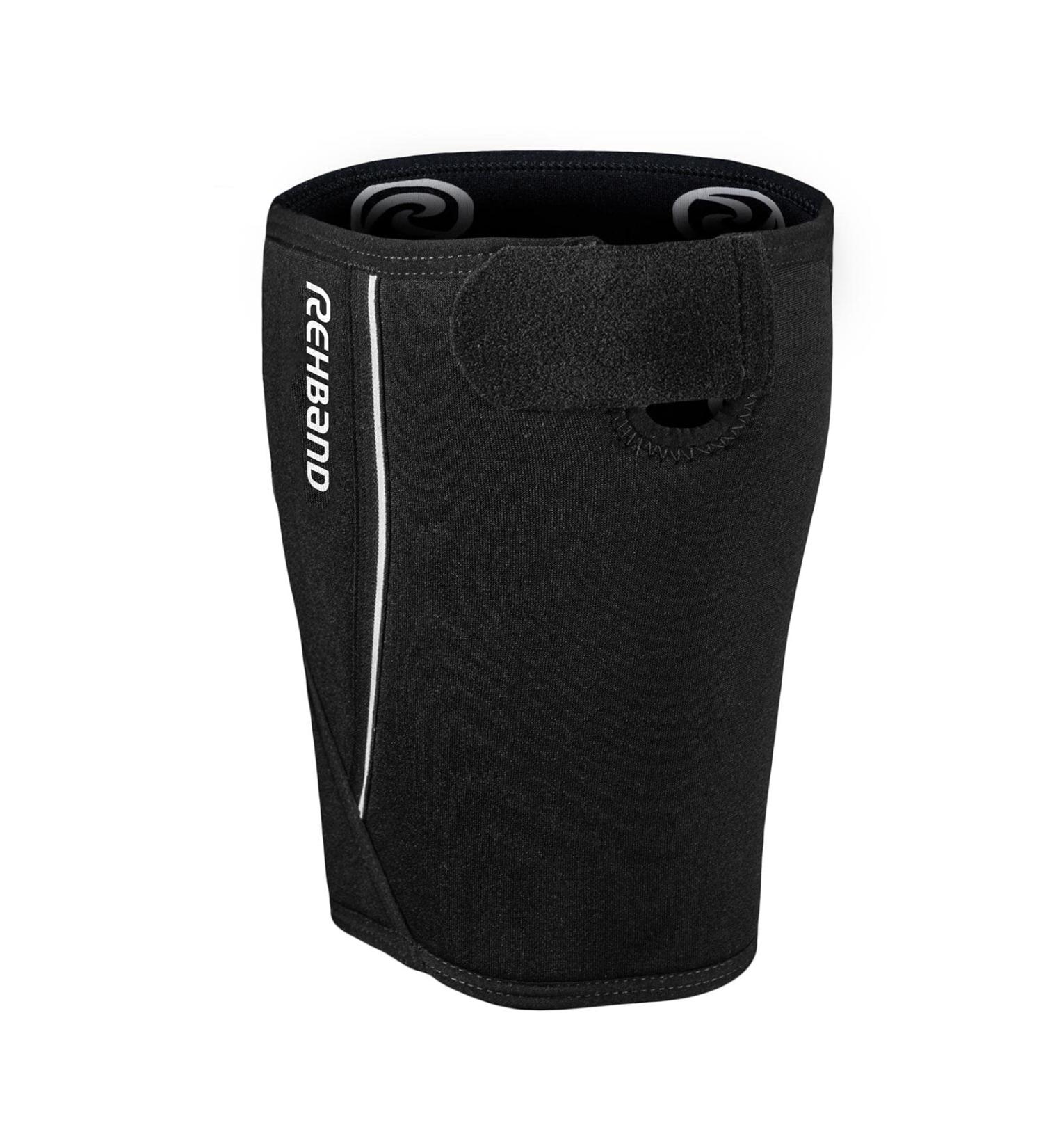 Rehband Thigh Bandage with Velcro Fastener | 5mm Neoprene Thigh Support for Muscle Strain & Tear | XS-XXL | Black | Durable Compression for Enhanced Recovery - 1 Piece - Buy Online on GoSupps.com