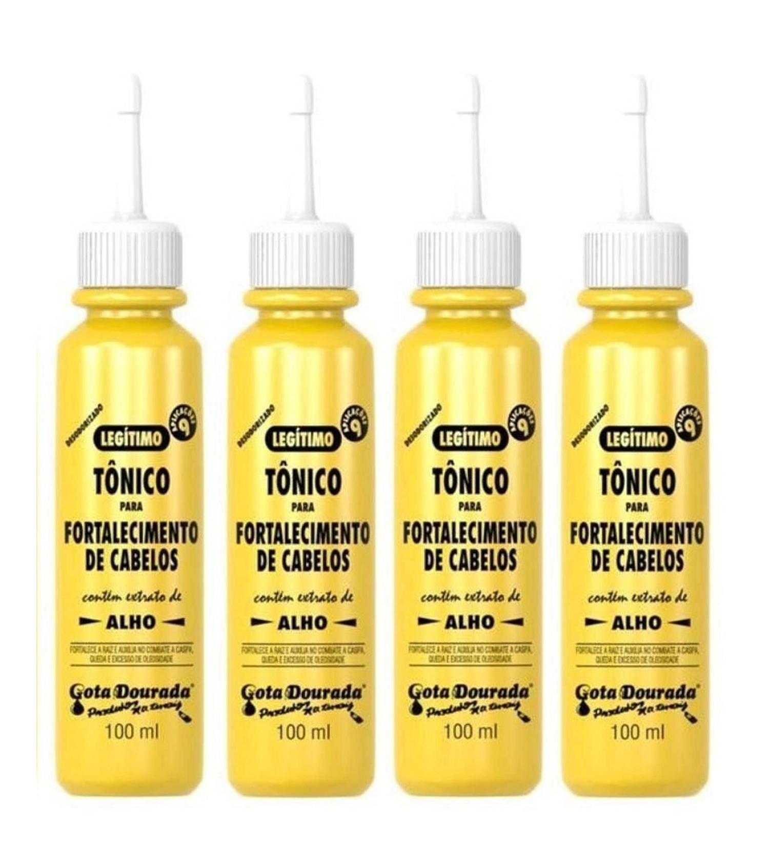 Stronger Hair with Gota Dourada Garlic Extract Hair Tonic 30ml Pack04 - Buy Online on GoSupps.com