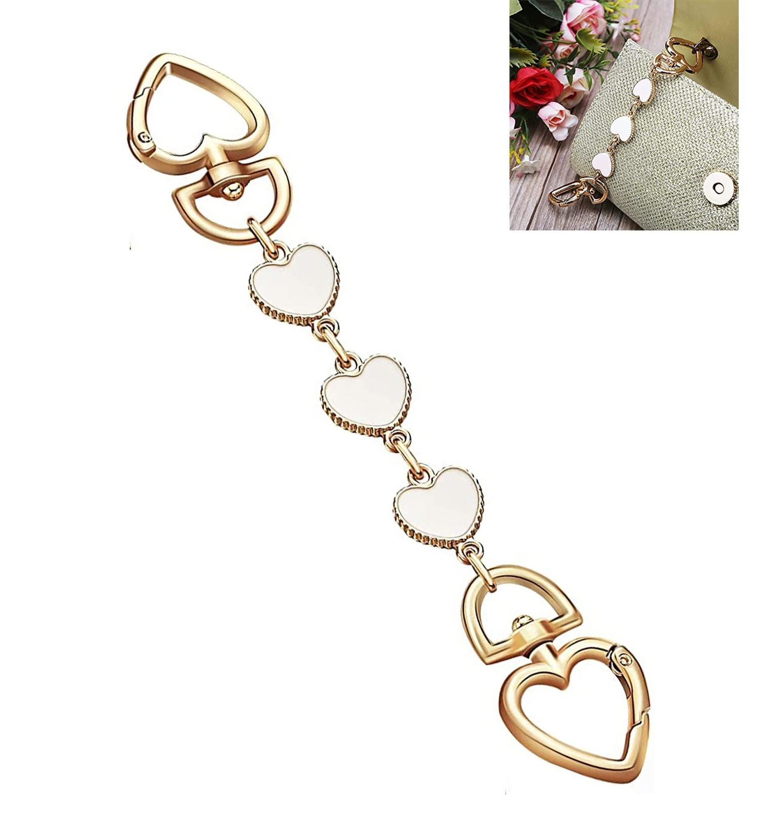 SONGKISSZQ Purse Strap Extender,Bag Extender Chain,Purse Chain Extender for Purse Handbags Shoulder Bag(White Heart) heart white