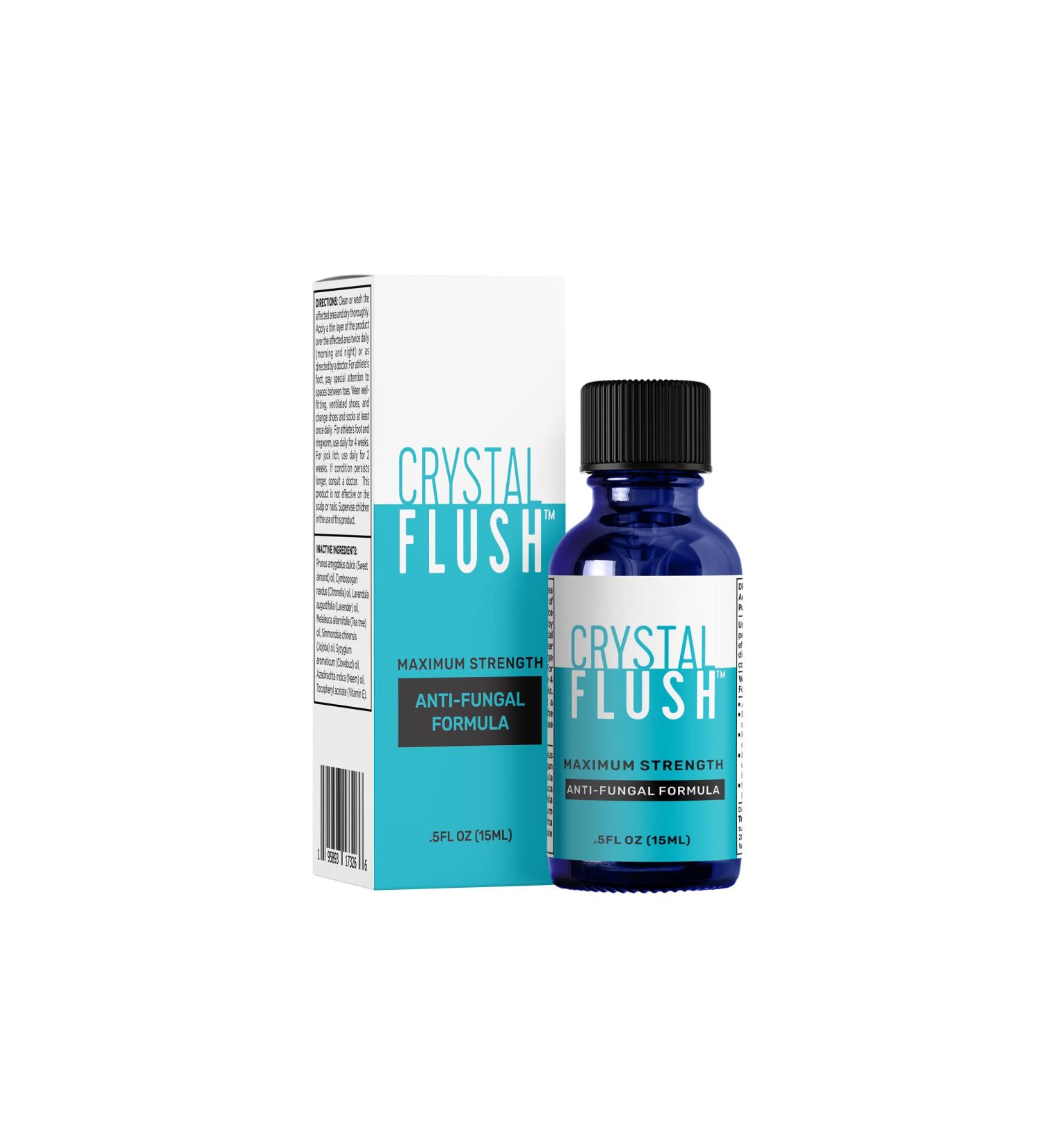 Crystal Flush Tolnaftate 1% with Essential Oils 15ml - Toenail Fungus & Nail Strengthener Solution - Buy Online on GoSupps.com