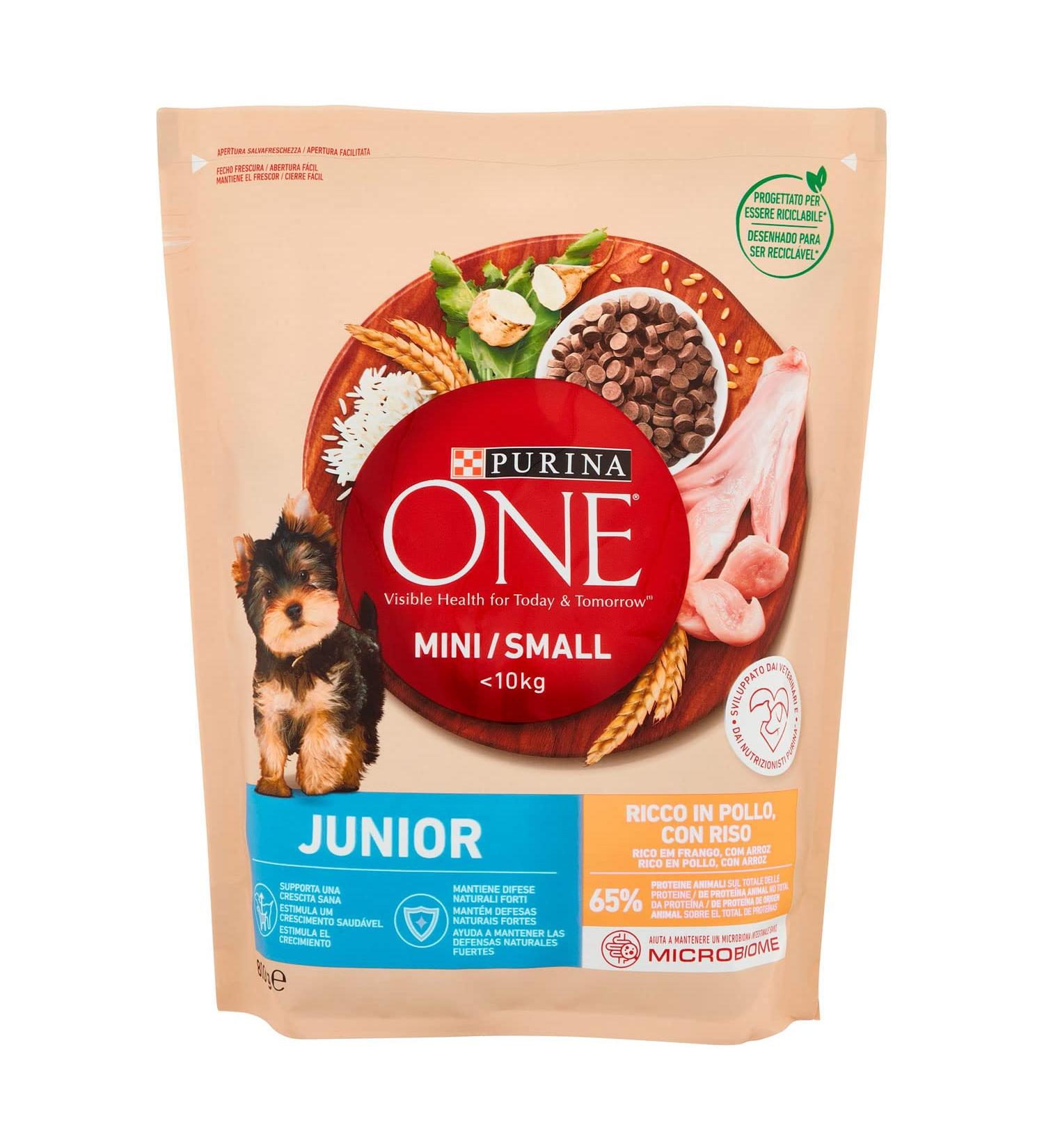 Purina One Junior Dog and Small Puppy Food Rich in Chicken and Rice 800g - Buy Online on GoSupps.com