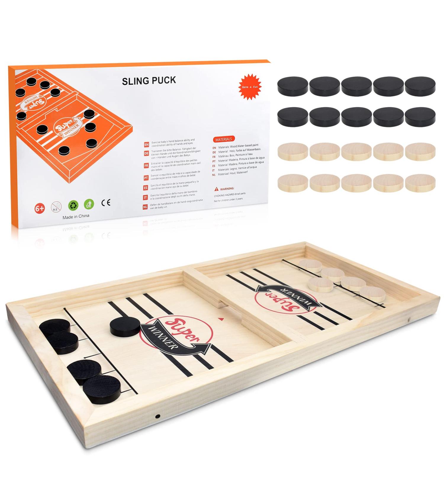 BAKAM Super Fast Sling Puck Game - Portable Table Hockey for Kids and Adults - Desktop Slingshot Game for Family Fun - Large Winner - Buy Online on GoSupps.com