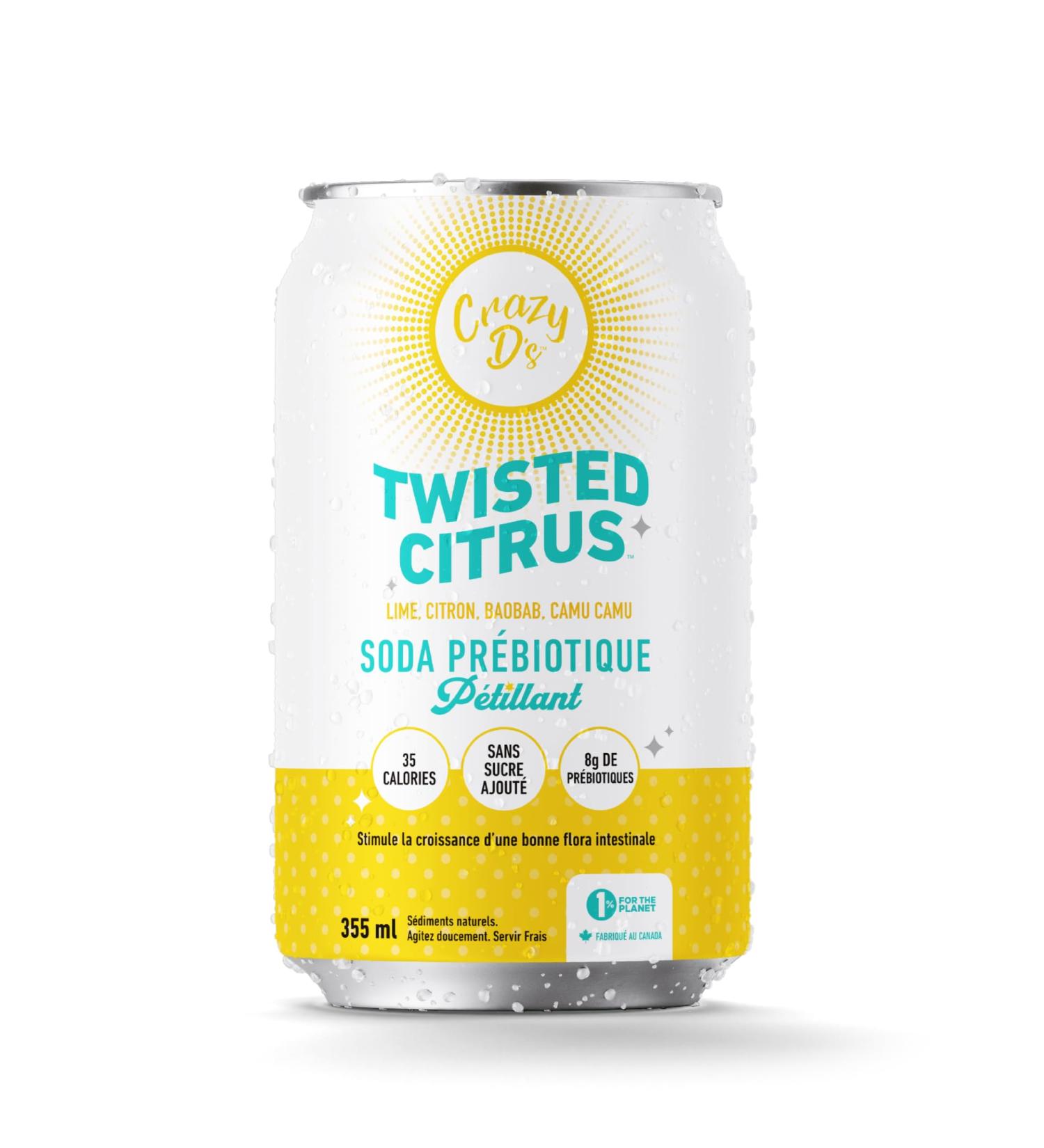Crazy D's Prebiotic Soda - Twisted Citrus 6 x 4 pack 355ml