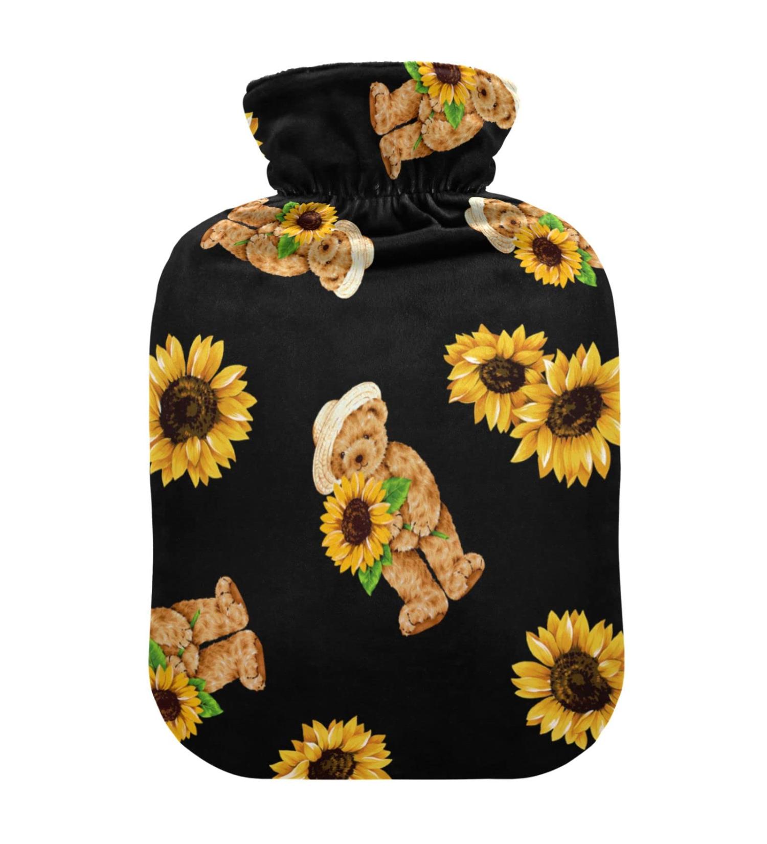 Cute Bear & Sunflower Heat Bottle - 2L Hot Water Bag for Pain Relief & Comfort - Buy Online on GoSupps.com
