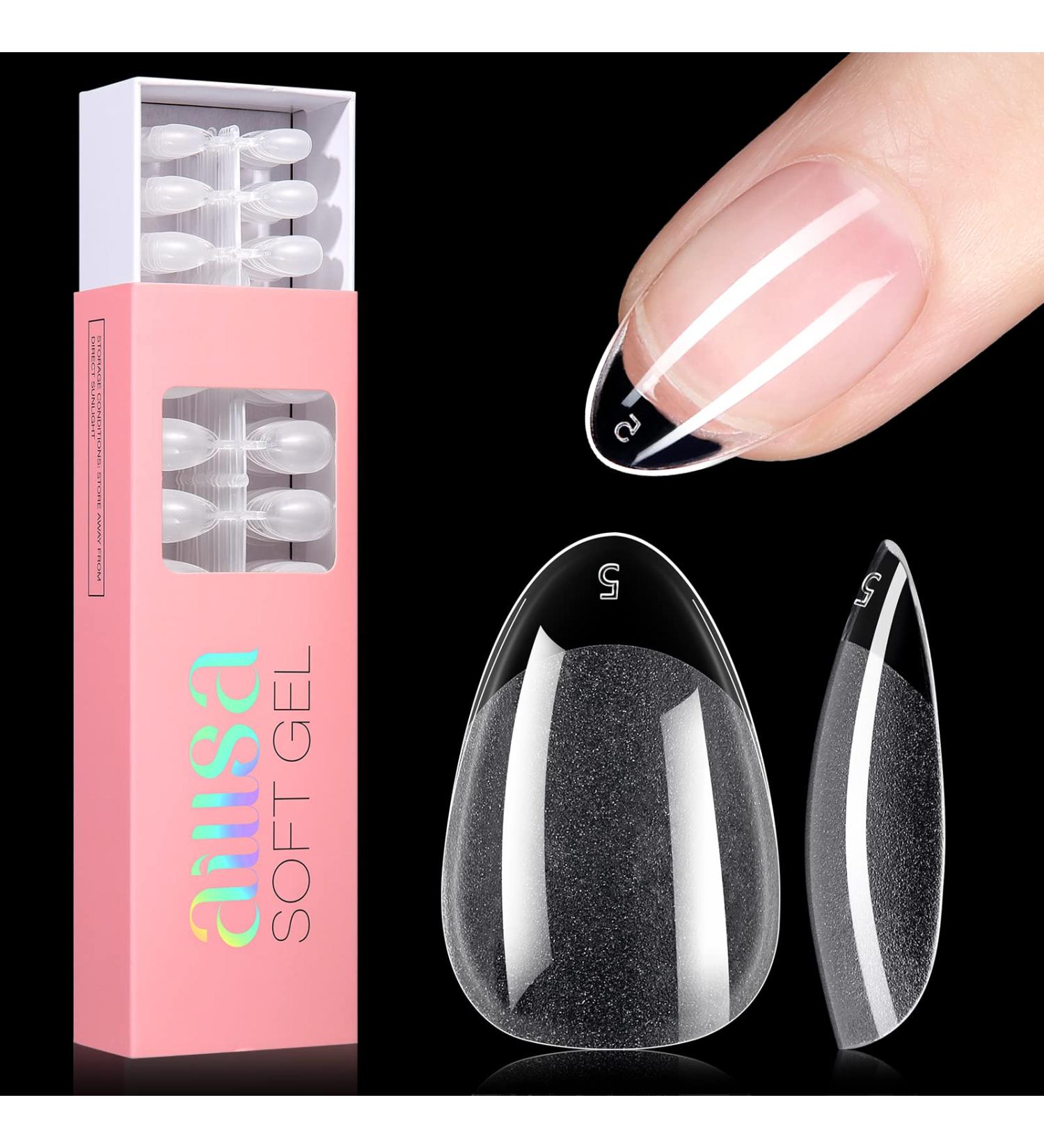 AILLSA Short Almond Nail Tips - Half Matte Full Cover Clear Gelly Tips for DIY Nail Extension - 360 PCS - Buy Online on GoSupps.com