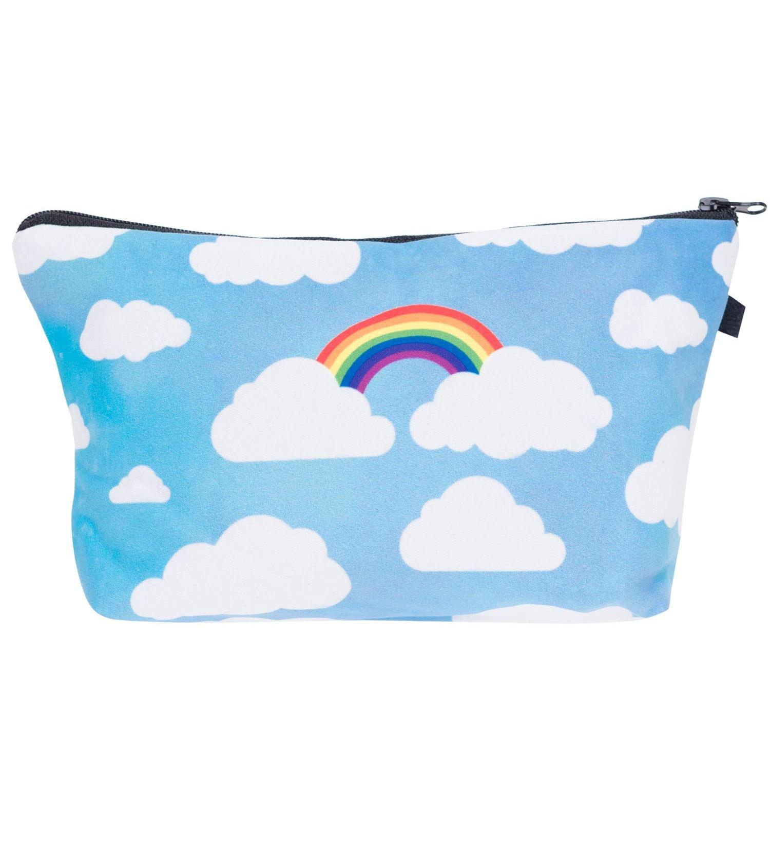 PREMYO Small Cosmetic Bag - Stylish Makeup & Pencil Case for Women - Rainbow Design - Buy Online on GoSupps.com