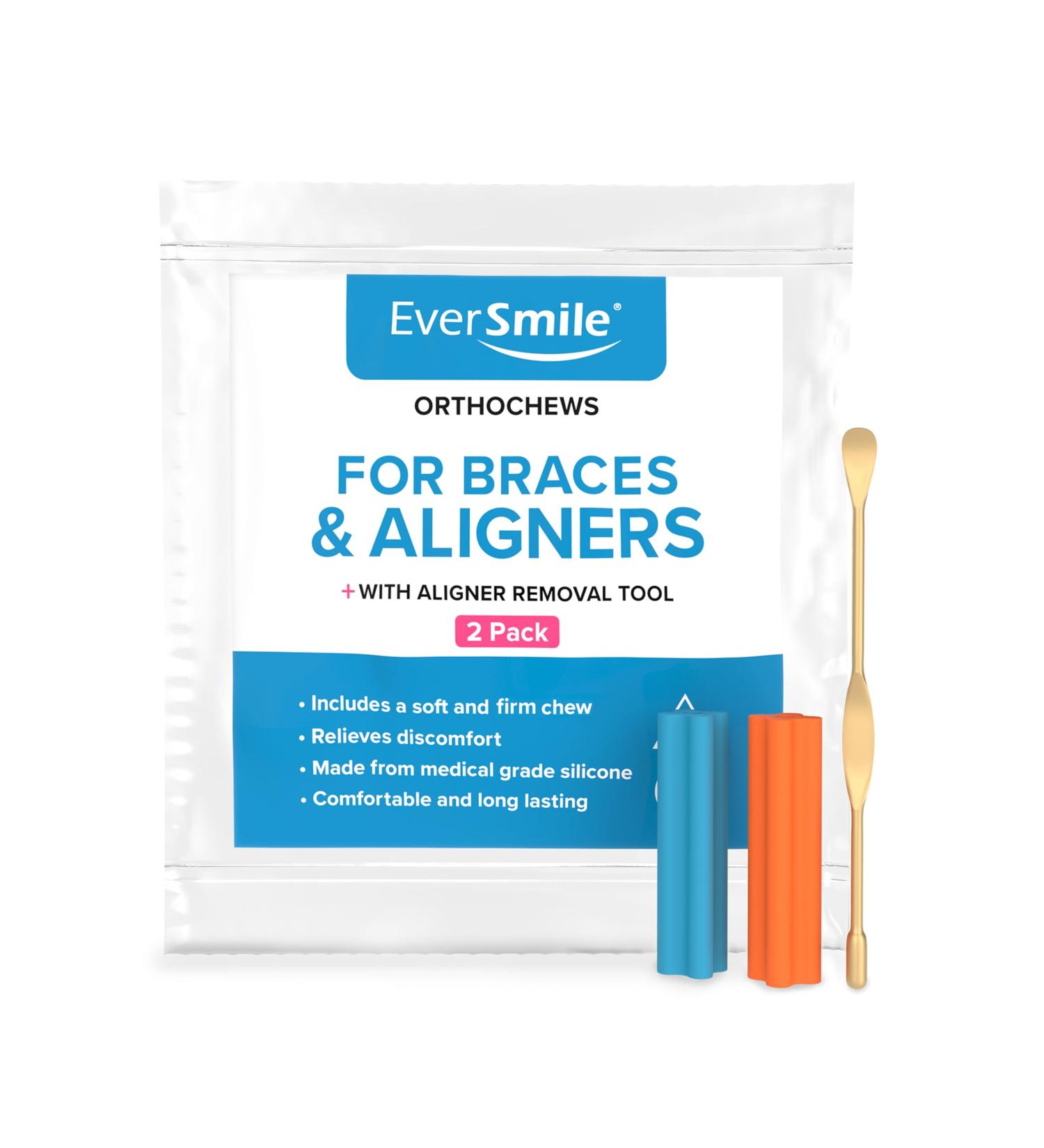 EverSmile OrthoChews and Teeth Aligner Removal Tool Chewies for Invisalign Byte and Clear or Metal Braces Medical Grade Silicone Chews to Help with Pain Relief and Seating Aligner Trays - Buy Online on GoSupps.com