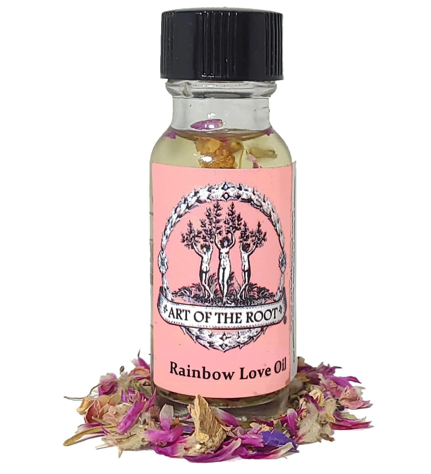 Rainbow Love Oil 1/2 oz | Handmade with Herbs & Essential Oils | for LGBTQ Relationships & Romance Related Rituals | for Conjure, Wiccan, Pagan & Magick