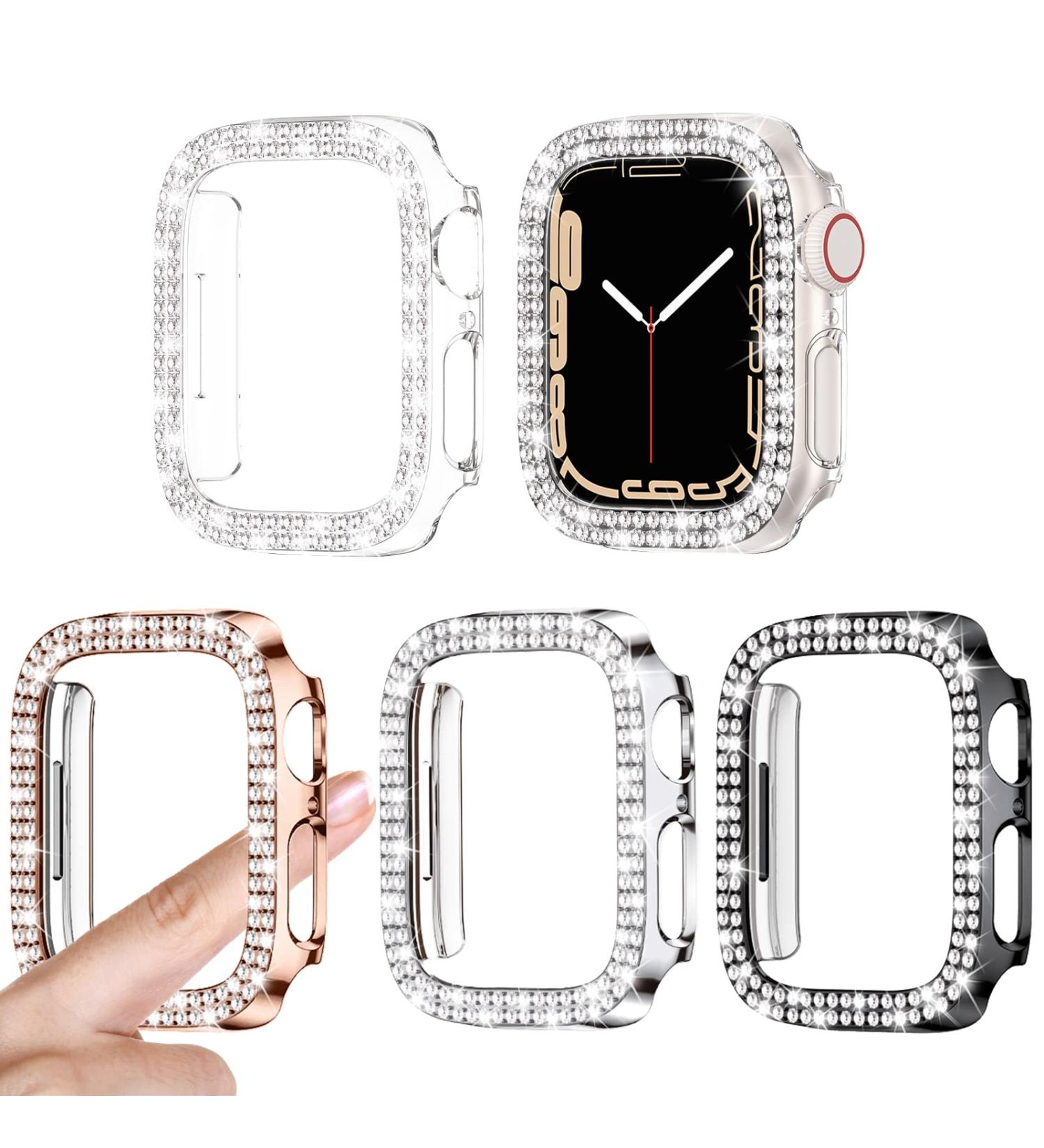 4 Pack Goton for Apple Watch Series 6 5 4 SE 40mm Bumper Bling Case Women Glitter Diamond Rhinestone Protector Cover for iWatch Accessories 40mm Clear Silver Black Rose Gold Clear+Silver+Black+Rose Gold(No Glass) 40mm - Buy Online on GoSupps.com