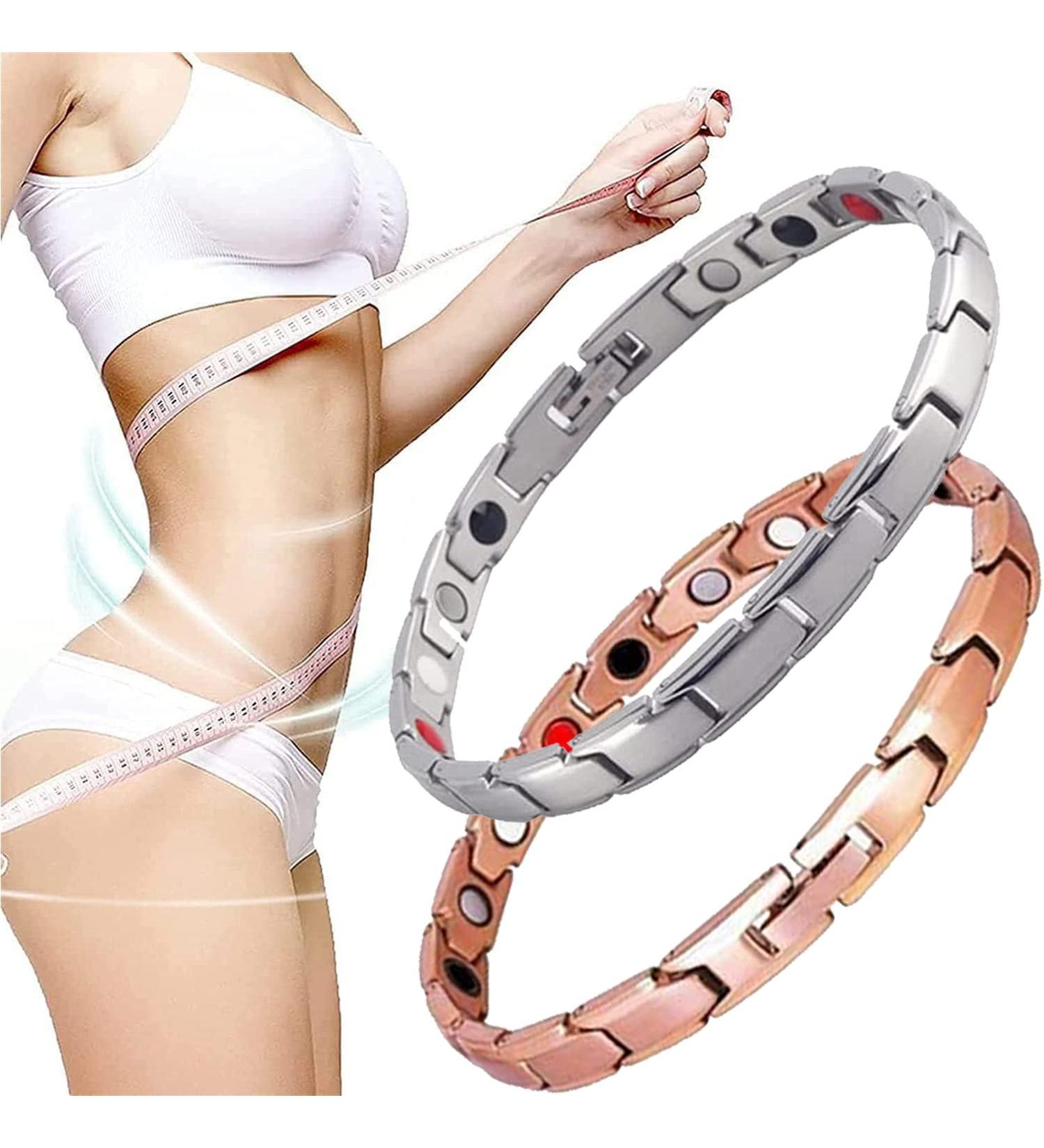 Magnetic Lymph Detox Bracelet for Women - Promotes Blood Circulation - Silver & Bronze - Buy Online on GoSupps.com