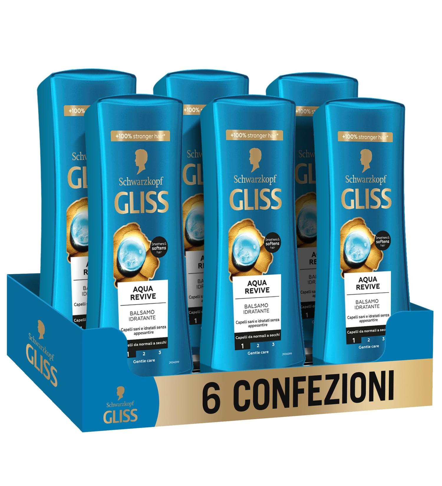  Gliss Schwarzkopf Gliss Aqua Revive Conditioner for shiny and healthy hair pack of 6 x 250ml bottles - Buy Online on GoSupps.com