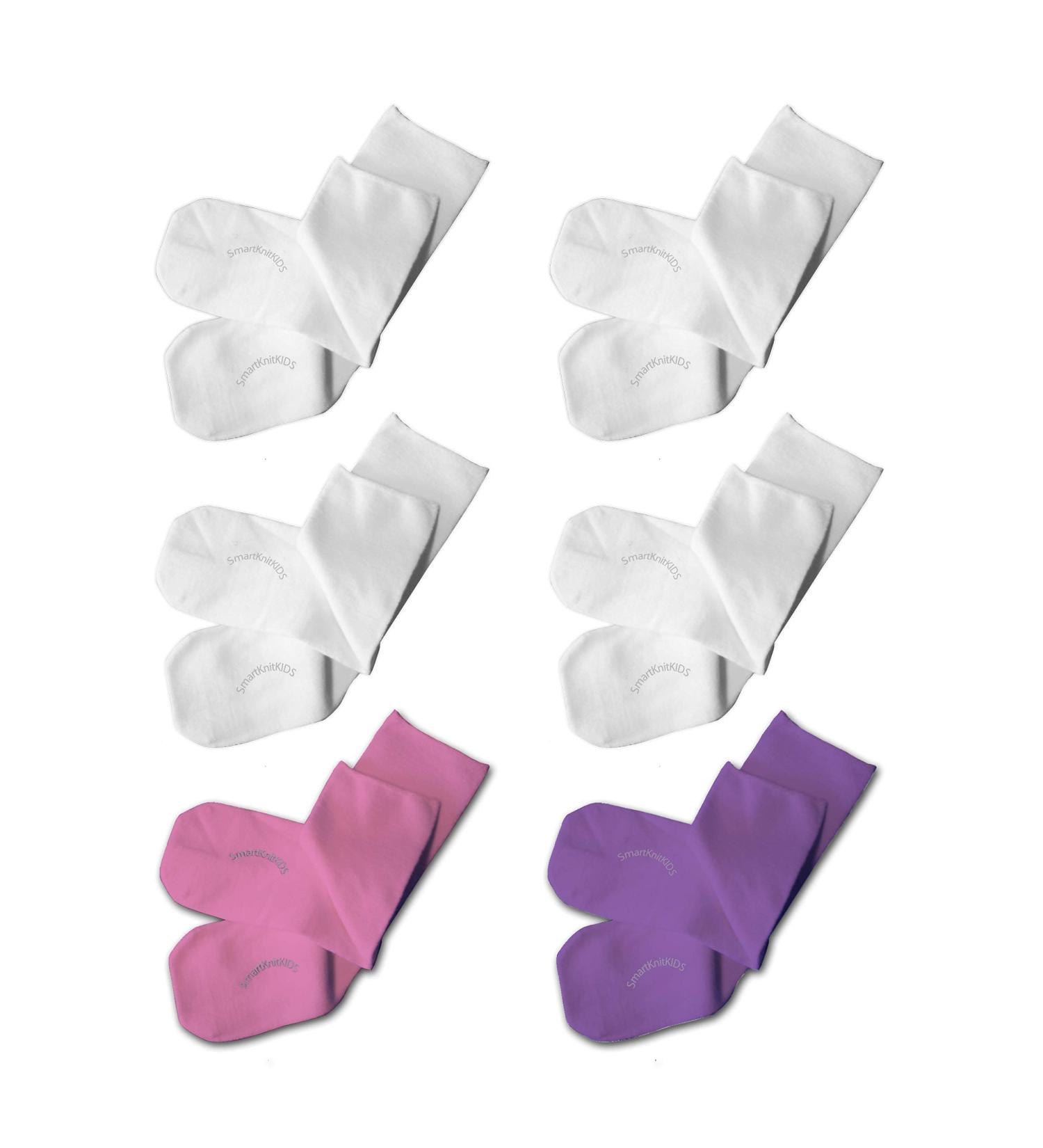 SmartKnitKIDS Sensory-Friendly Seamless Socks - 6 Pack (Pink, Purple, White) 2X-Large - Buy Online on GoSupps.com