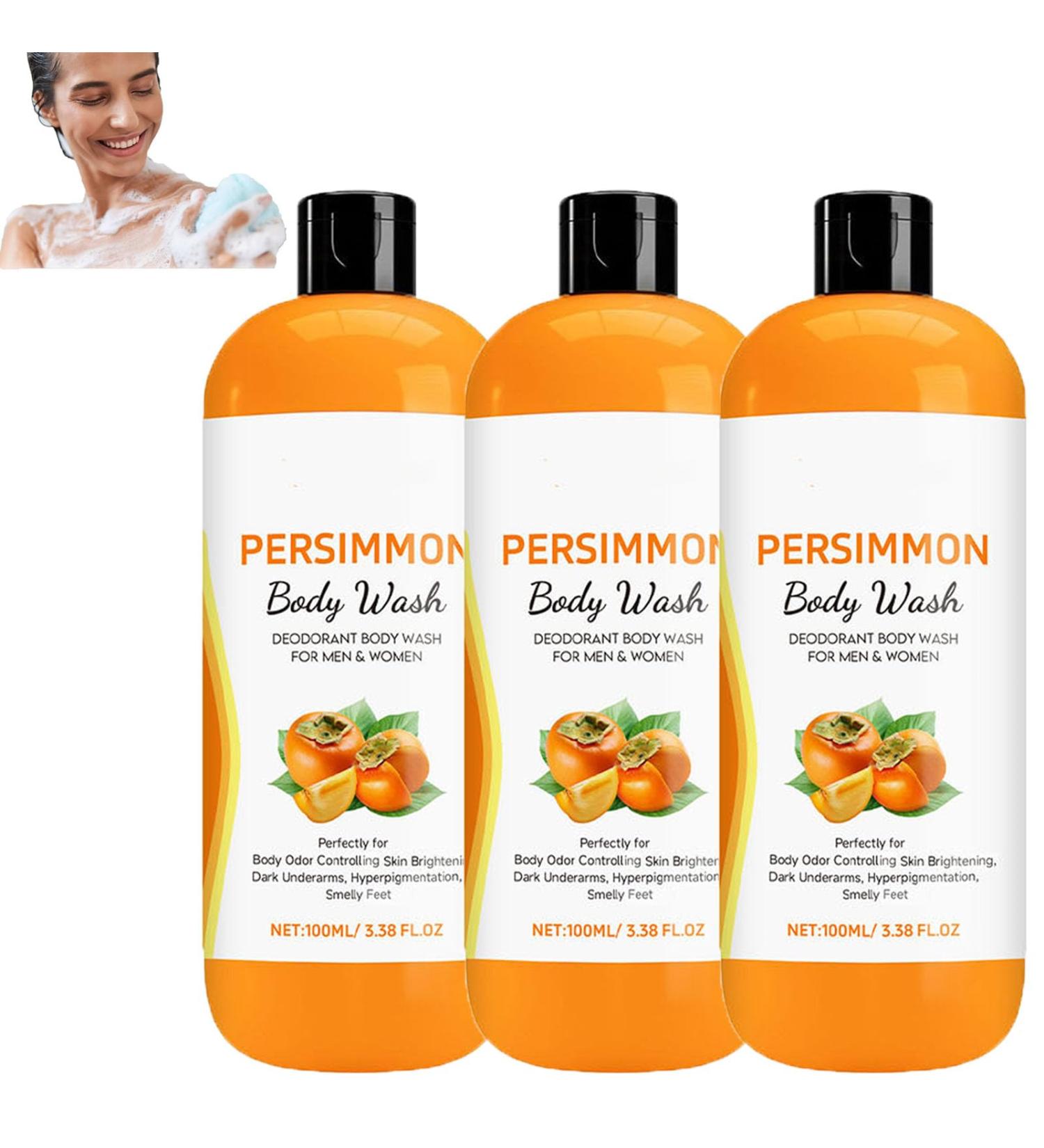  homomdy Persimmon Body Wash for Body Odor Control Natural Deodorant Deep Cleansing & Moisturizing Fresh Scent Mild Ingredient Persimmon Extract Oil for Women (3pcs) - Buy Online on GoSupps.com