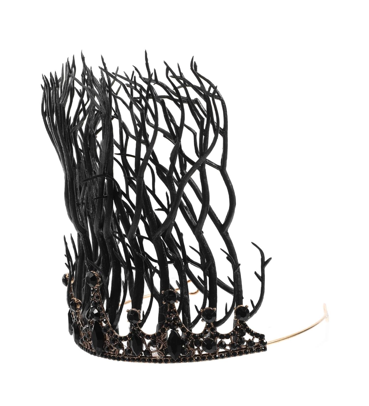 HONMEET Baroque Crown Headband Women Black Hair Crown Halloween Headdress Halloween Headband Fairy Headpiece Fancy Dress Headband Halloween Headpiece Halloween Branch Headdress - Buy Online on GoSupps.com