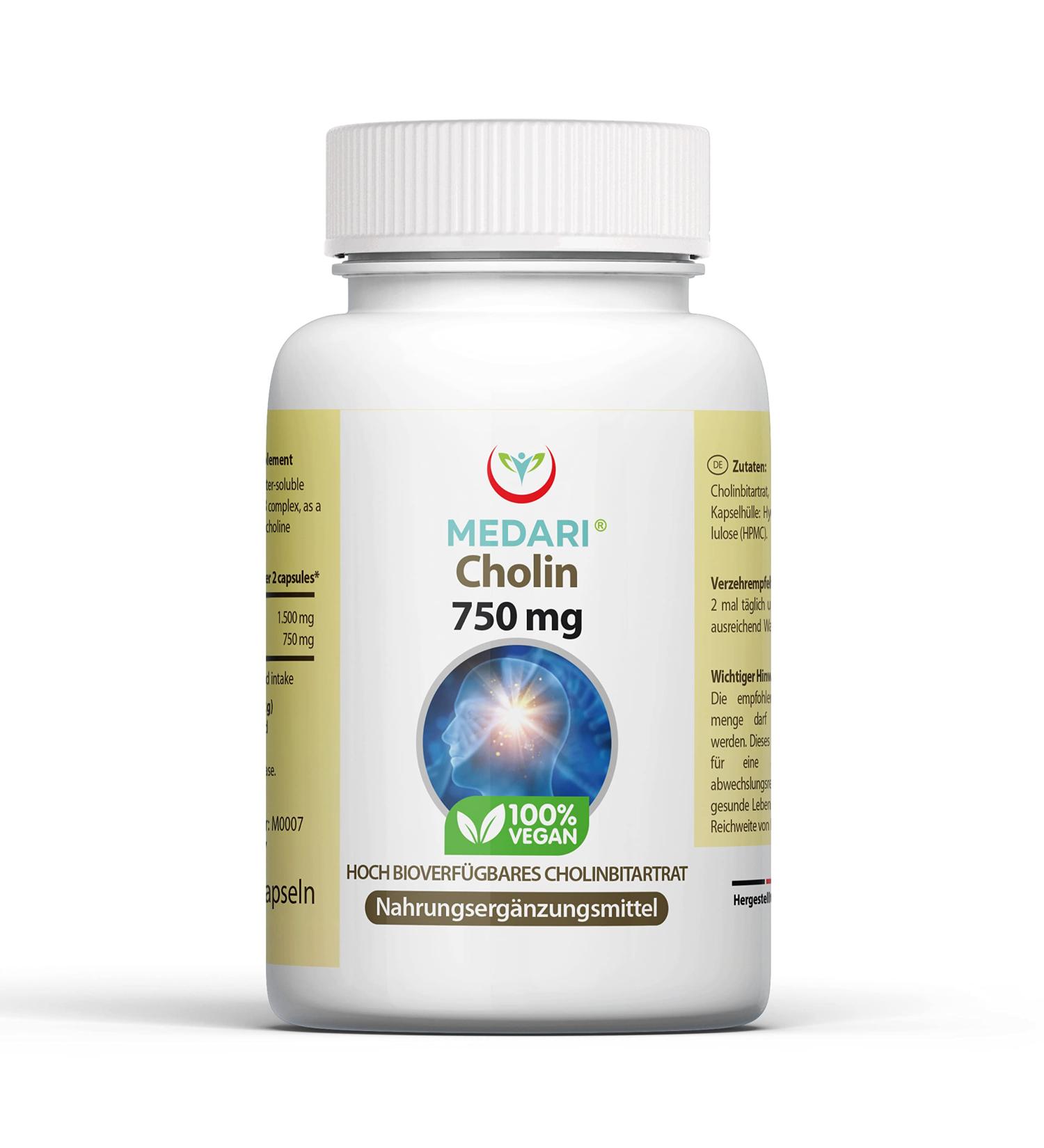Buy Medar Cholin-L-Bietrate 60 Capsules | 98% Pure Cholin Chloride Vitamin B4 | Natural Support for Liver Function - Buy Online on GoSupps.com