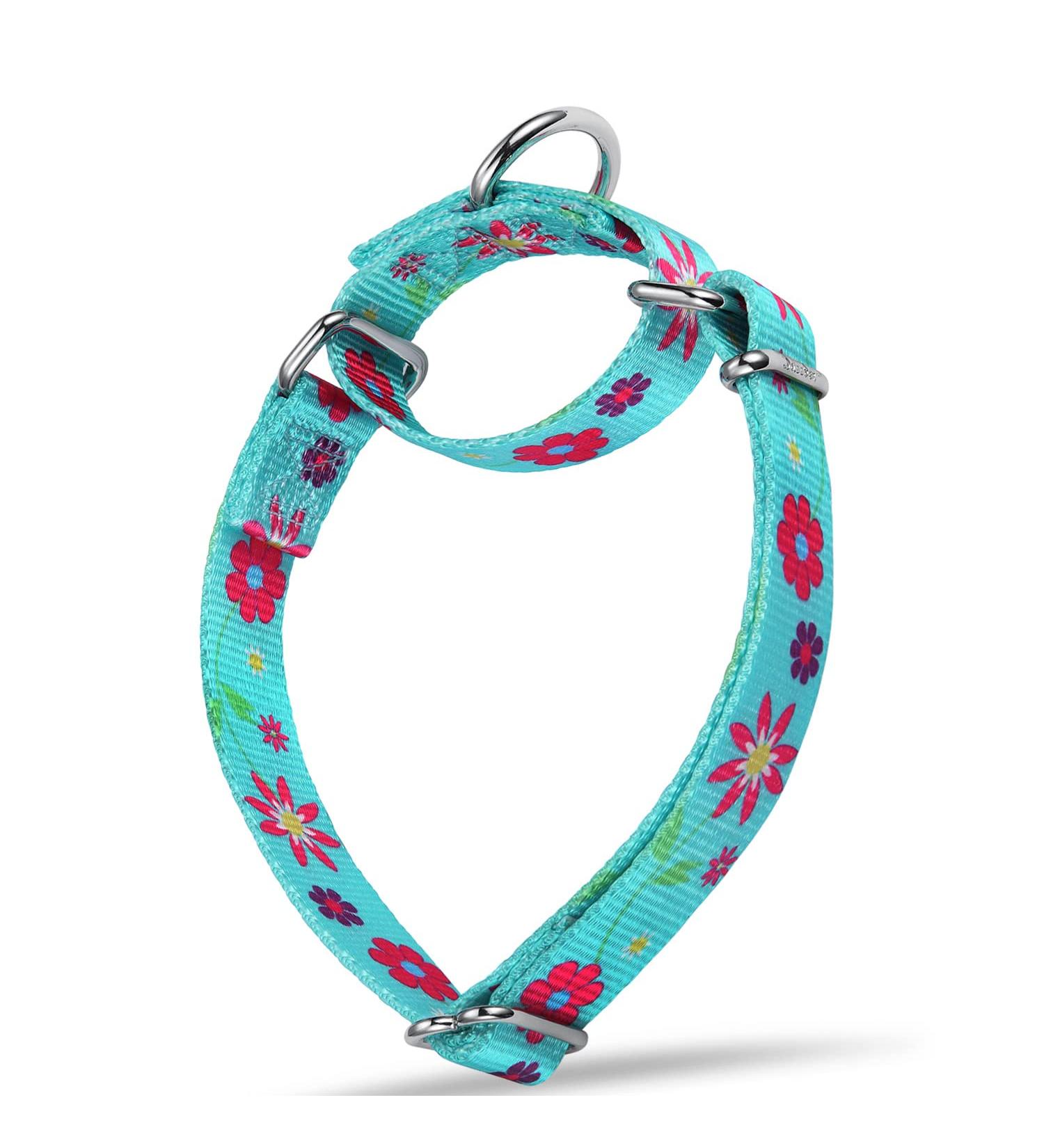 Shop Durable Sunflower Martingale Dog Collar - Adjustable & No Pulling - Large (43.2-63.5 cm) - Blue-Green Flower Pattern - Buy Online on GoSupps.com