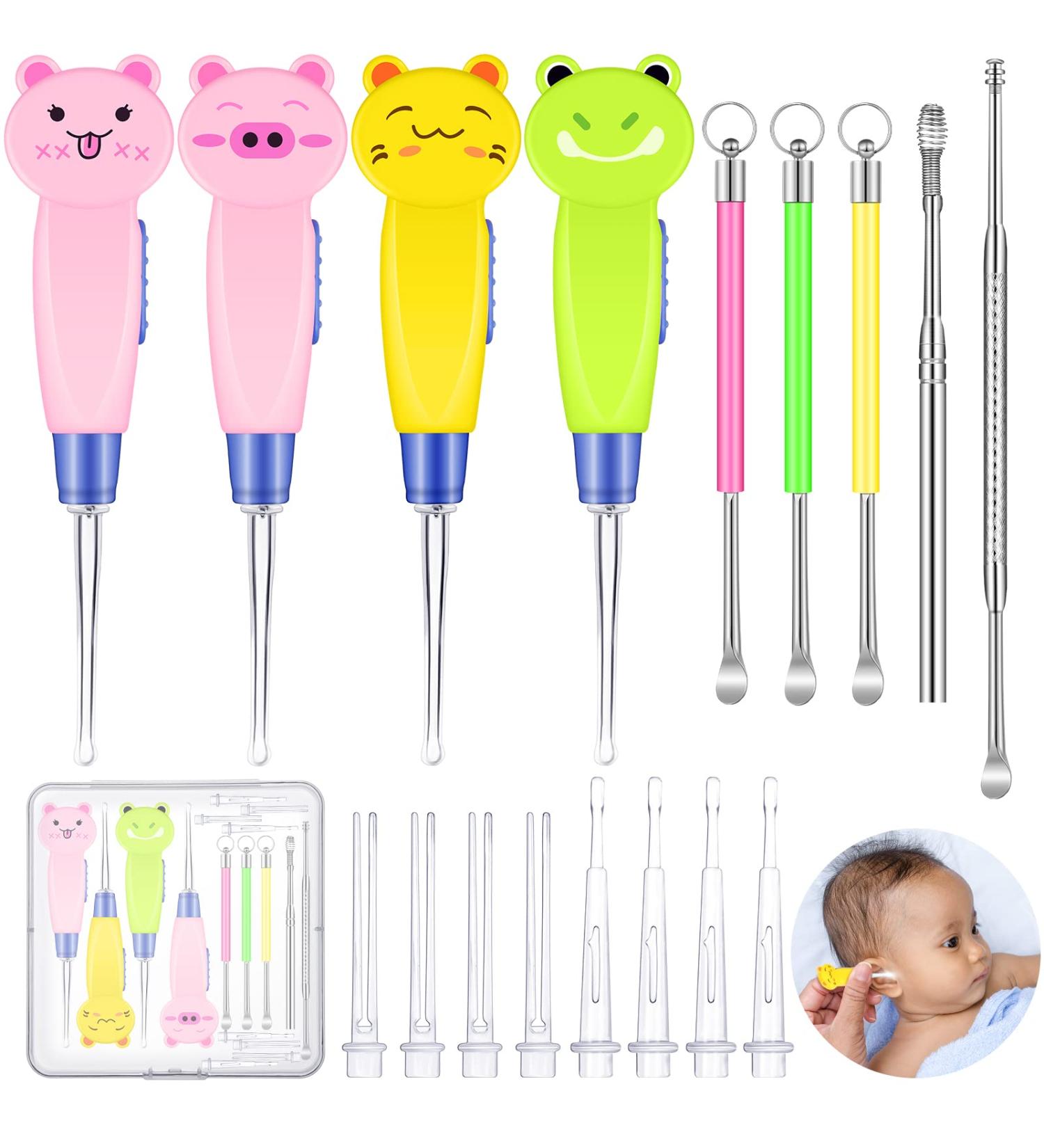 17-Piece Kid's LED Earwax Remover Tool Kit - Stainless Steel Ear Curette with Light for Easy Ear Wax Cleaning and Removal (Vivid Style) - Buy Online on GoSupps.com