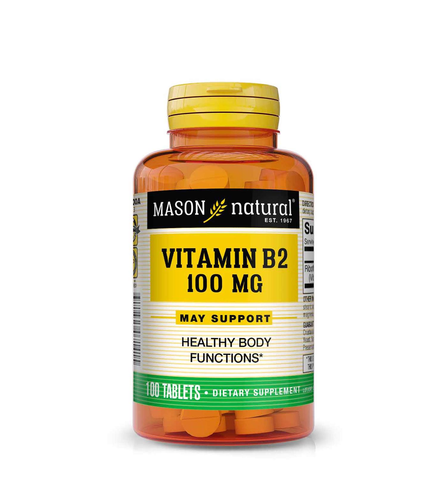 MASON NATURAL Vitamin B-2 100mg - 100 Tablets - Buy Online on GoSupps.com