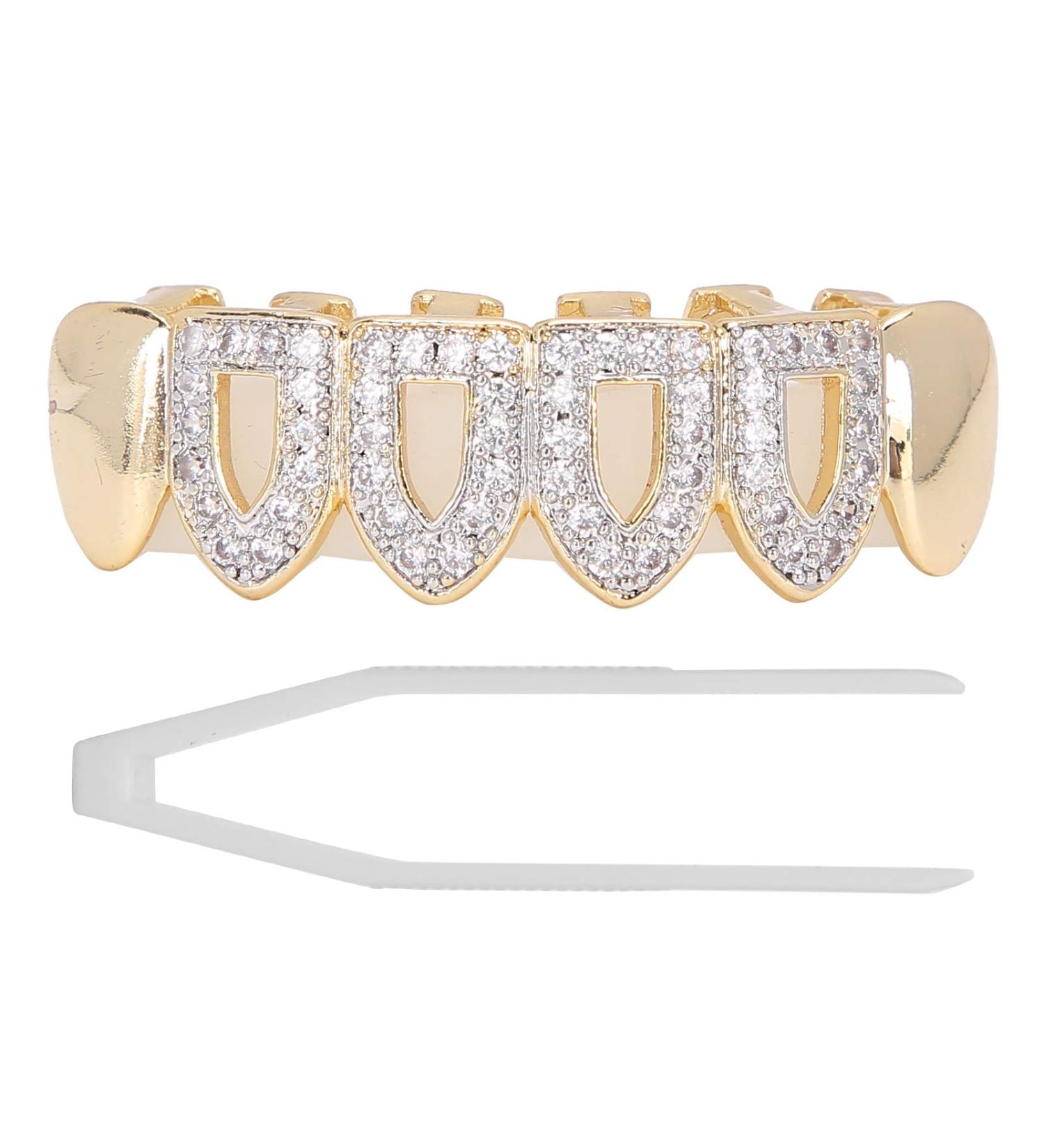 Teeth Brace Safe Hollow Durable Gold-Plated Brass Metal Teeth Brace for Lower Teeth Upper Teeth - Buy Online on GoSupps.com