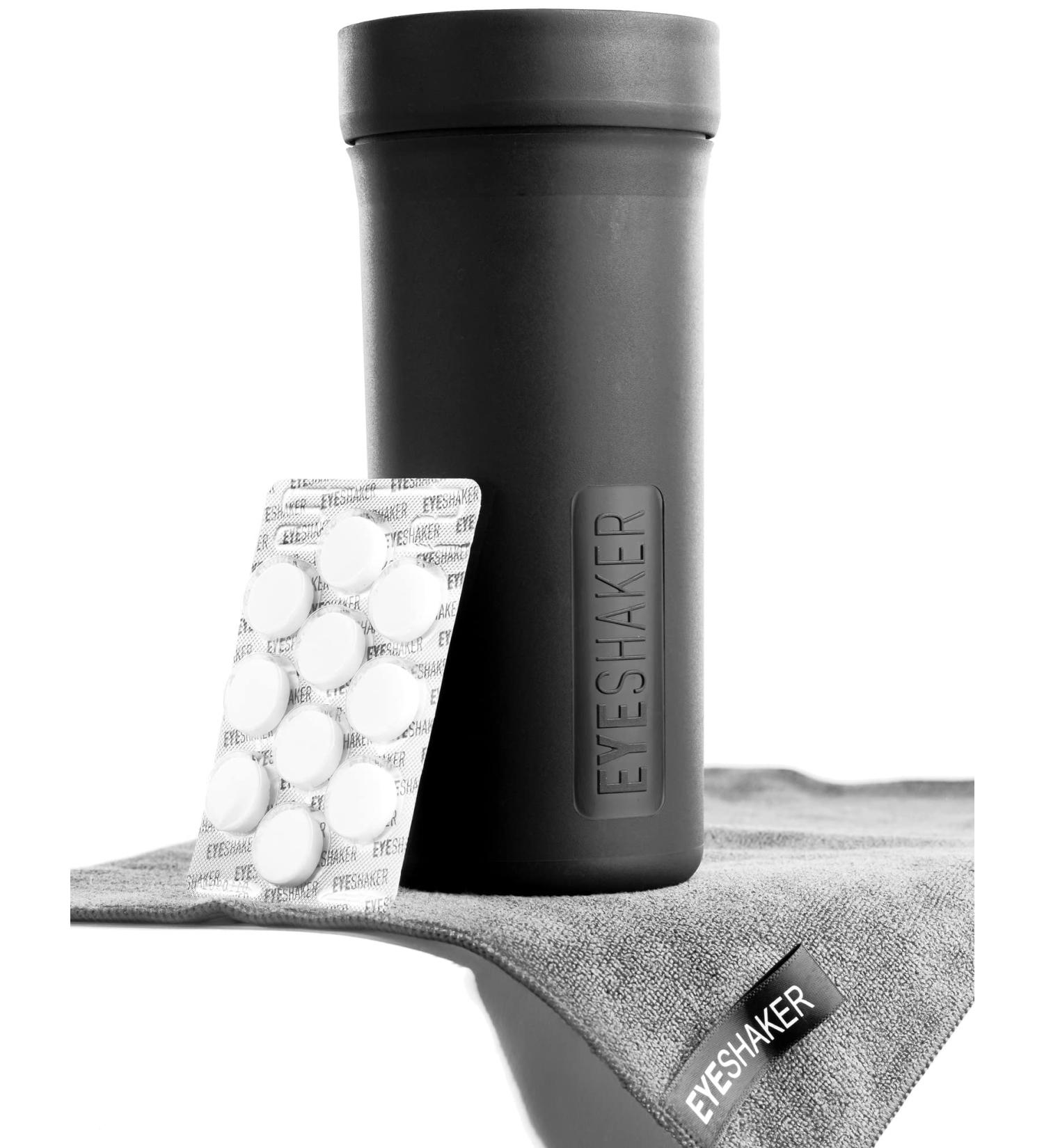 Eyeshaker Set - Patented Glasses Cleaning Device | Complete Package with Cleaner & Microfiber Cloth for Innovative Eyewear Care - Buy Online on GoSupps.com
