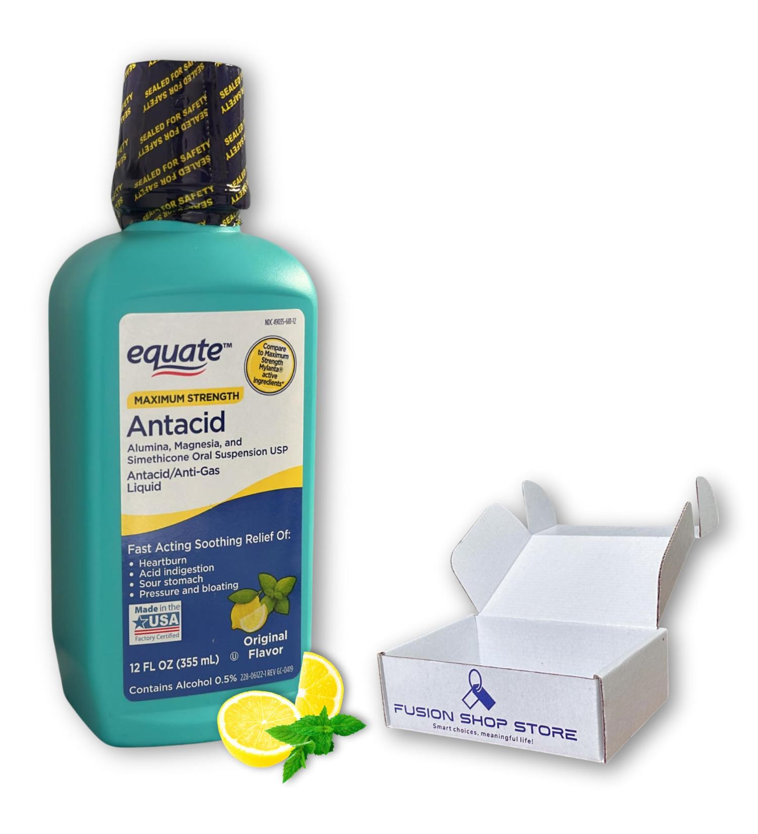 Antacid Maximum Strength- Liquid Original Flavor 12 fl. oz (Pack of 1) Boxed by Fusion Shop Store - Buy Online on GoSupps.com