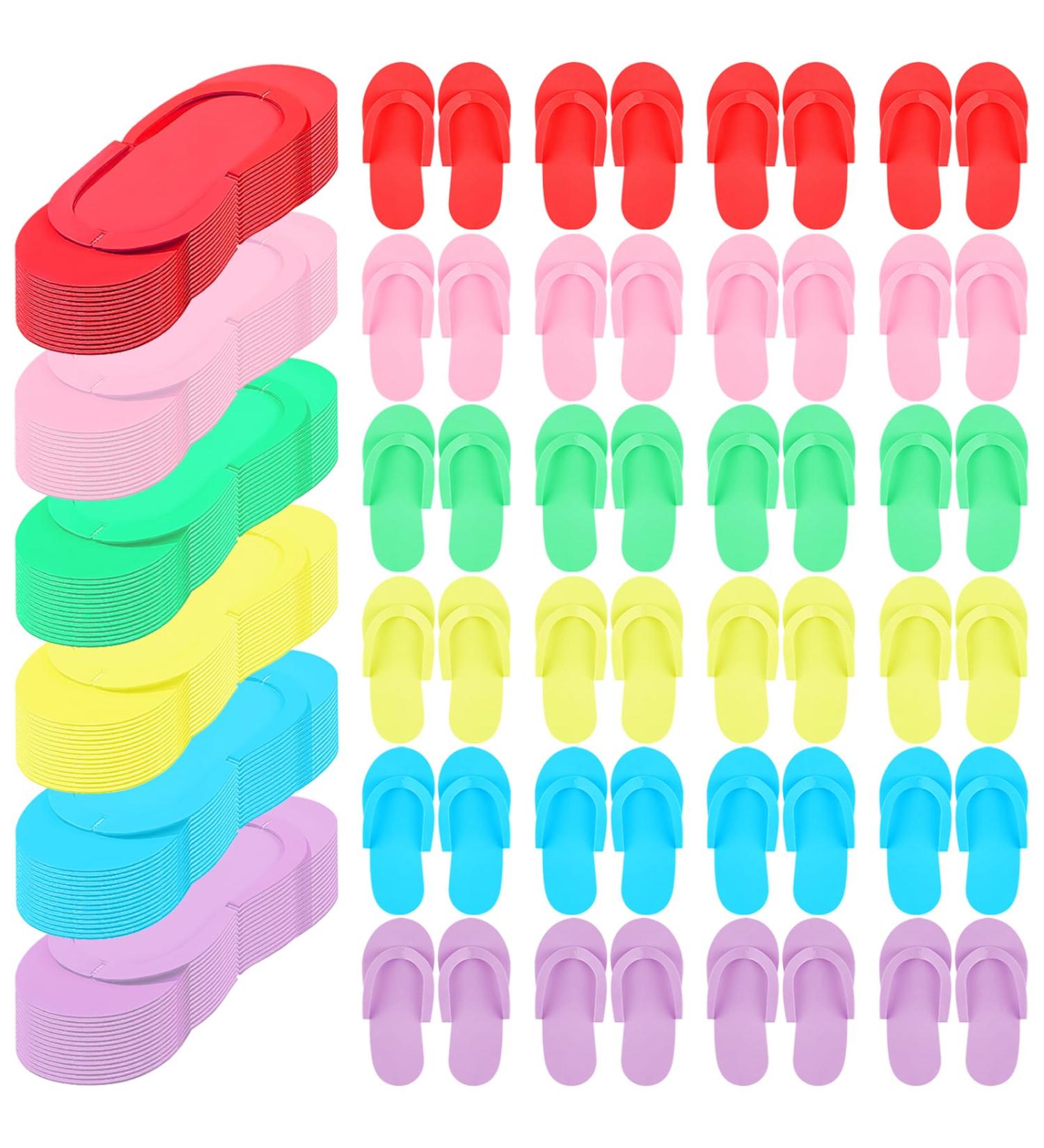 NICEMOVIC 72 Pairs Disposable Pedicure Slippers | Multi-Color Foam Flip Flops for Salon & Spa | Bulk Pedicure Shoes for Women - Buy Online on GoSupps.com