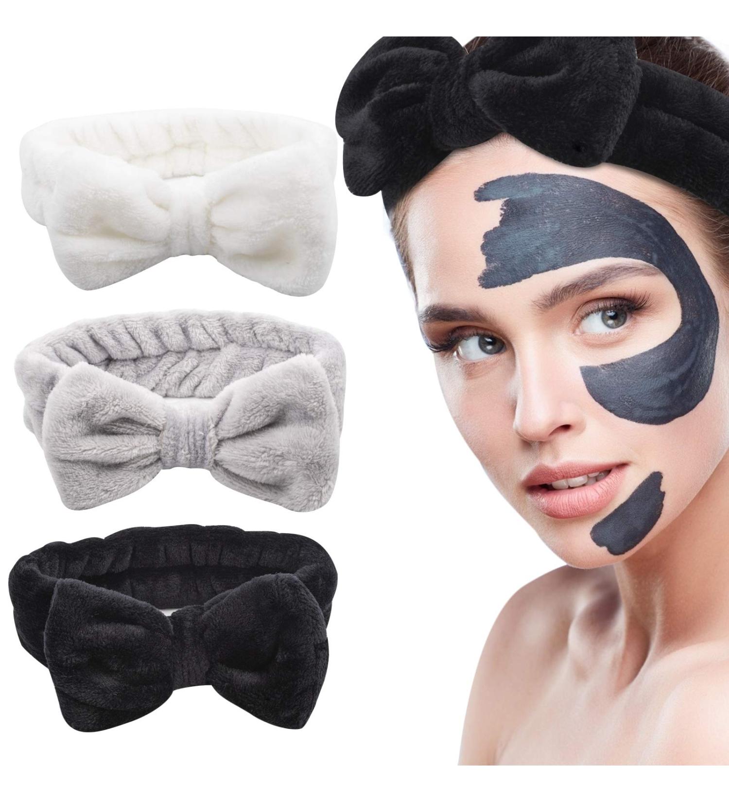 Araluky Bow Hair Band 3 Pack - Soft Microfiber Spa Headband for Women & Girls - White, Black, Gray - Buy Online on GoSupps.com